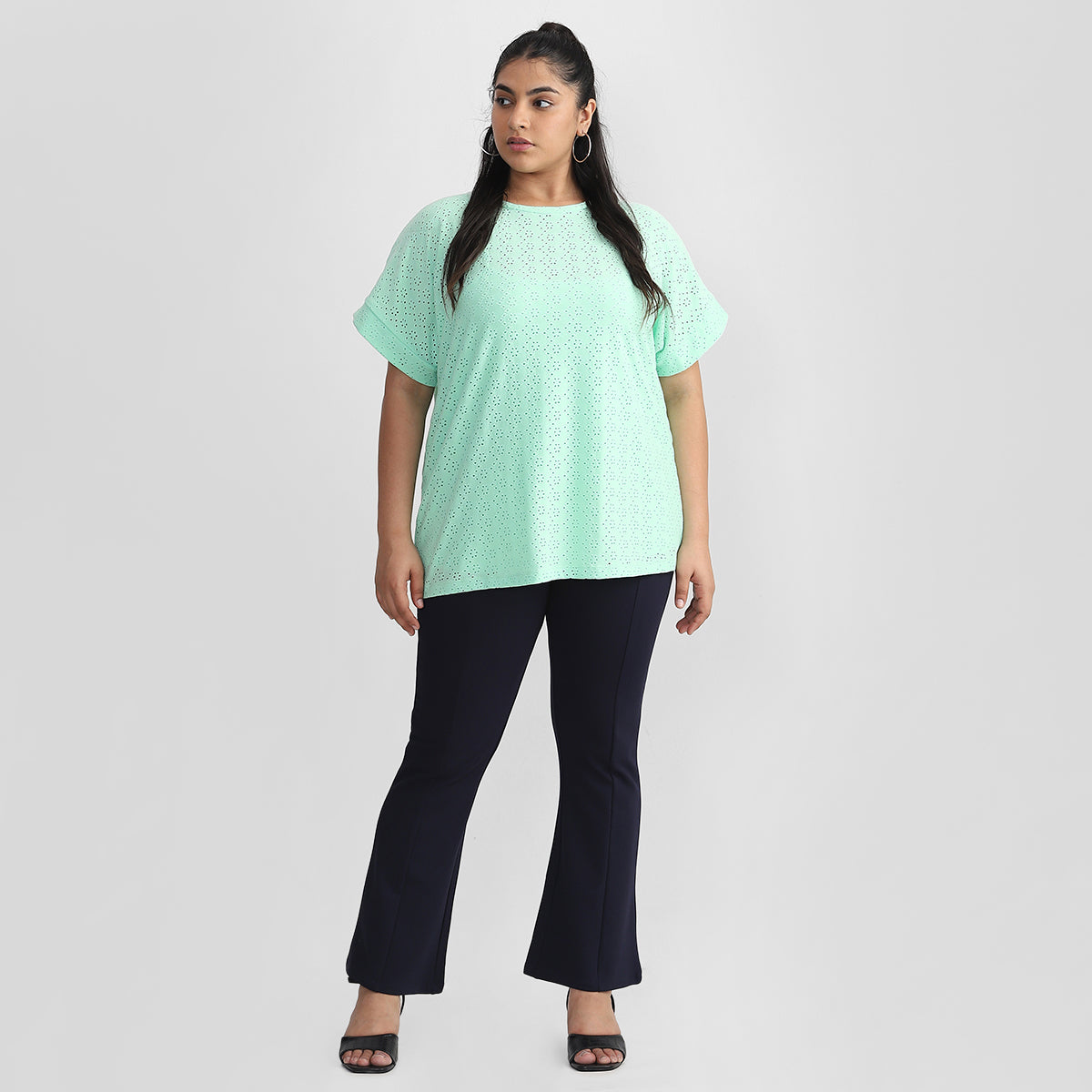 Plus Size Mint Cutwork top