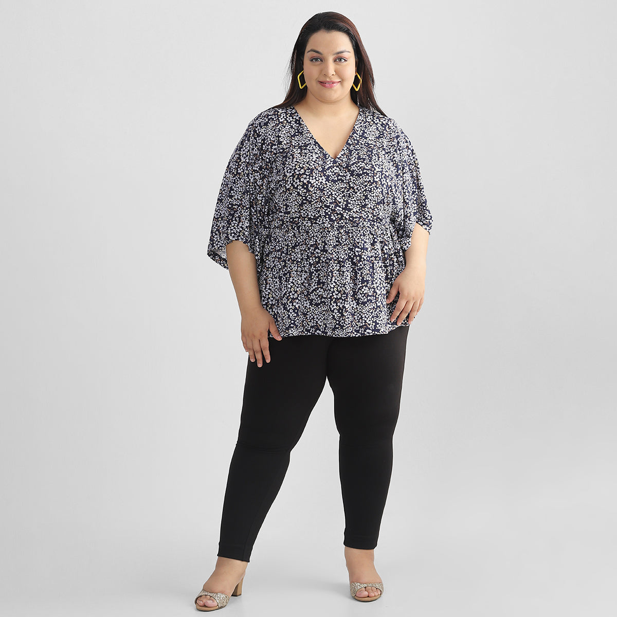 Black Floral Top For Plus Size 