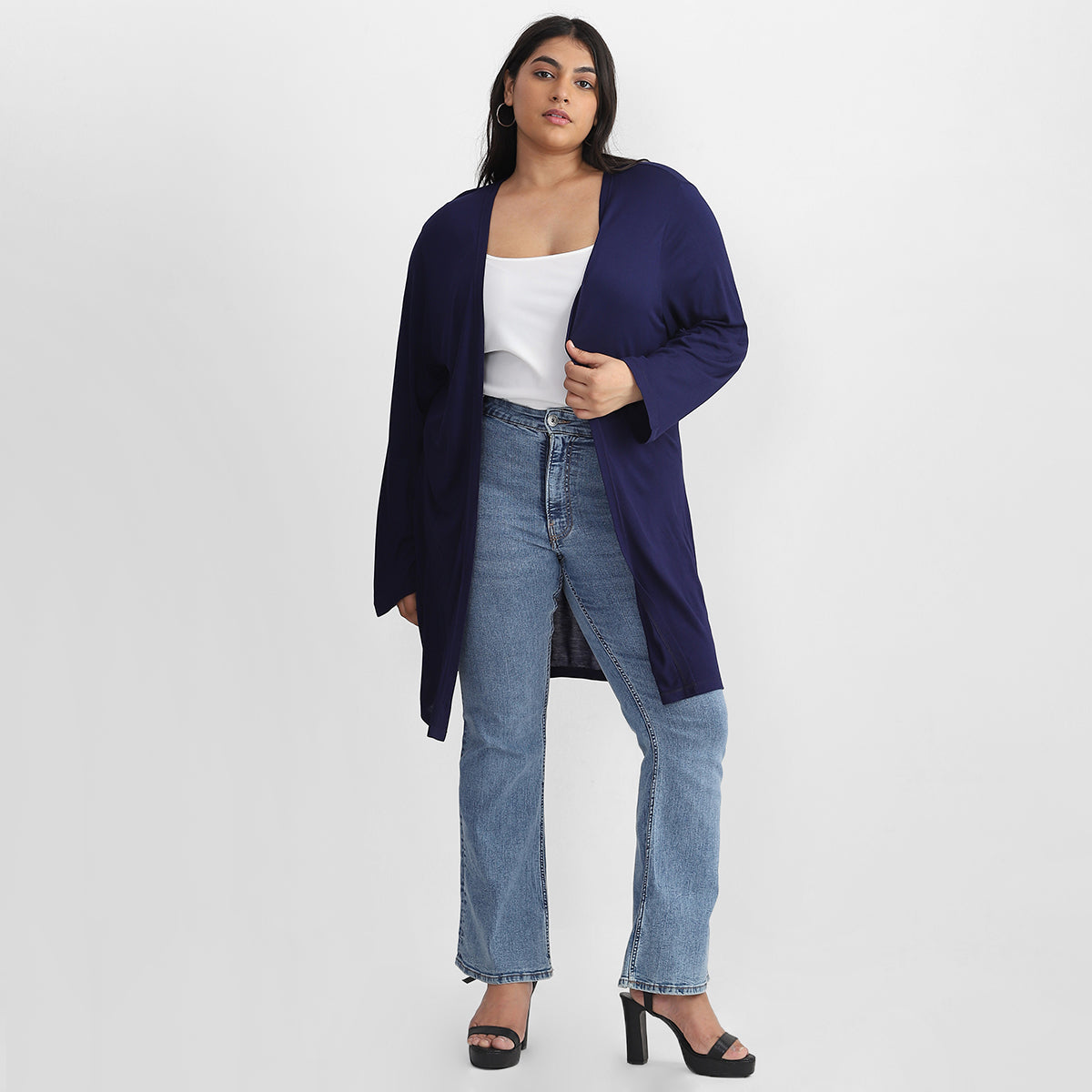 Plus Size Navy Blue Shrug