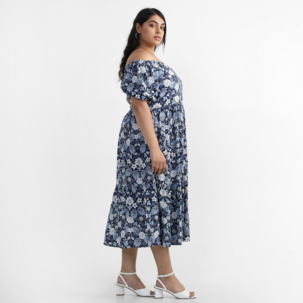 Blue Midi Dress For Plus Size Women