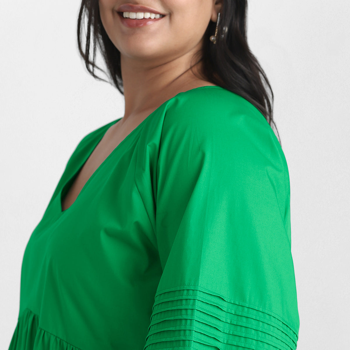 Green Cotton Plus Size Dress