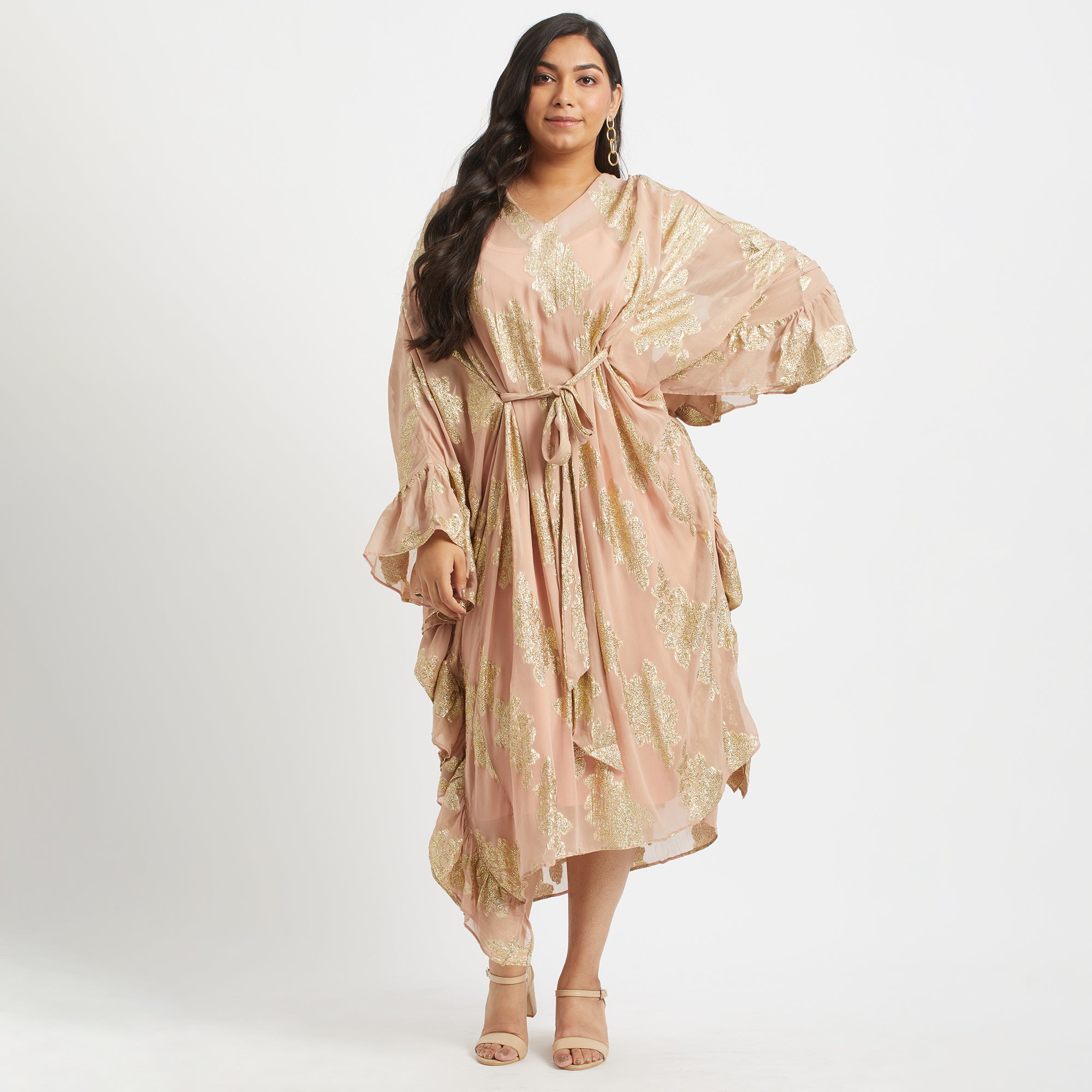 Rose Reflection Burn Out Kaftan For Plus Size Women