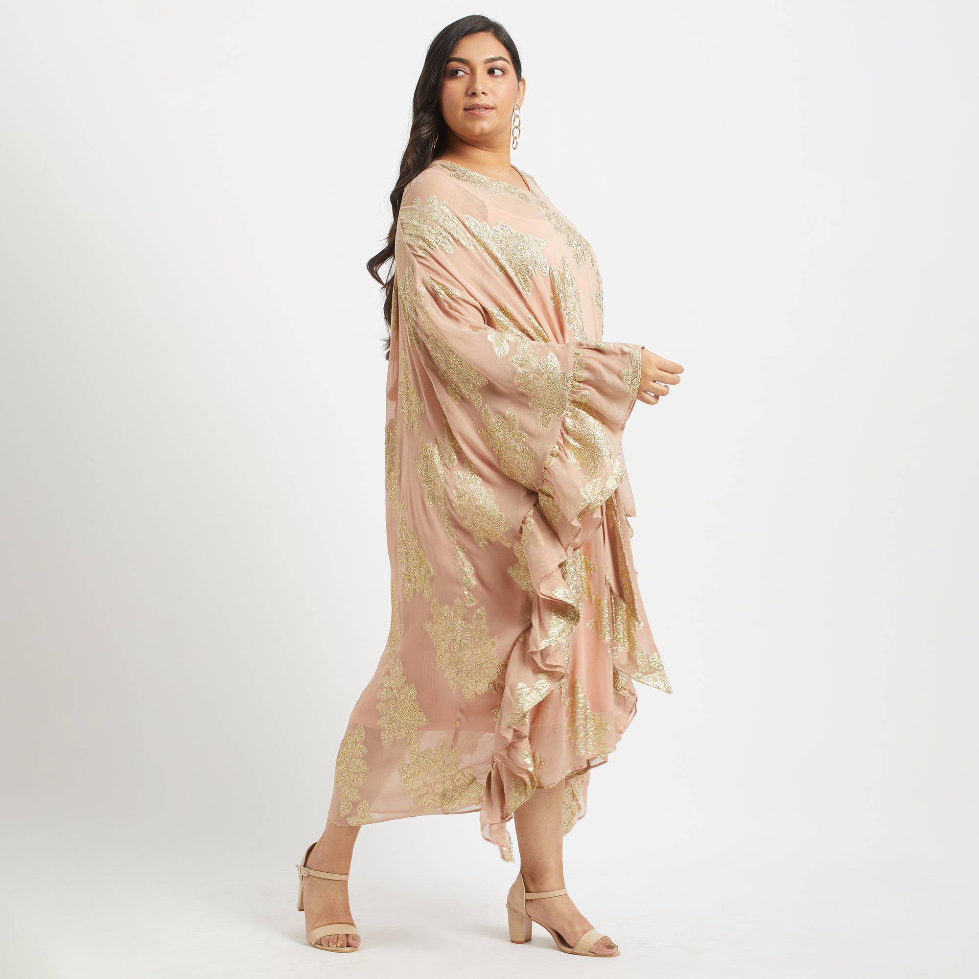 Rose Reflection Burn Out Kaftan For Plus Size Women