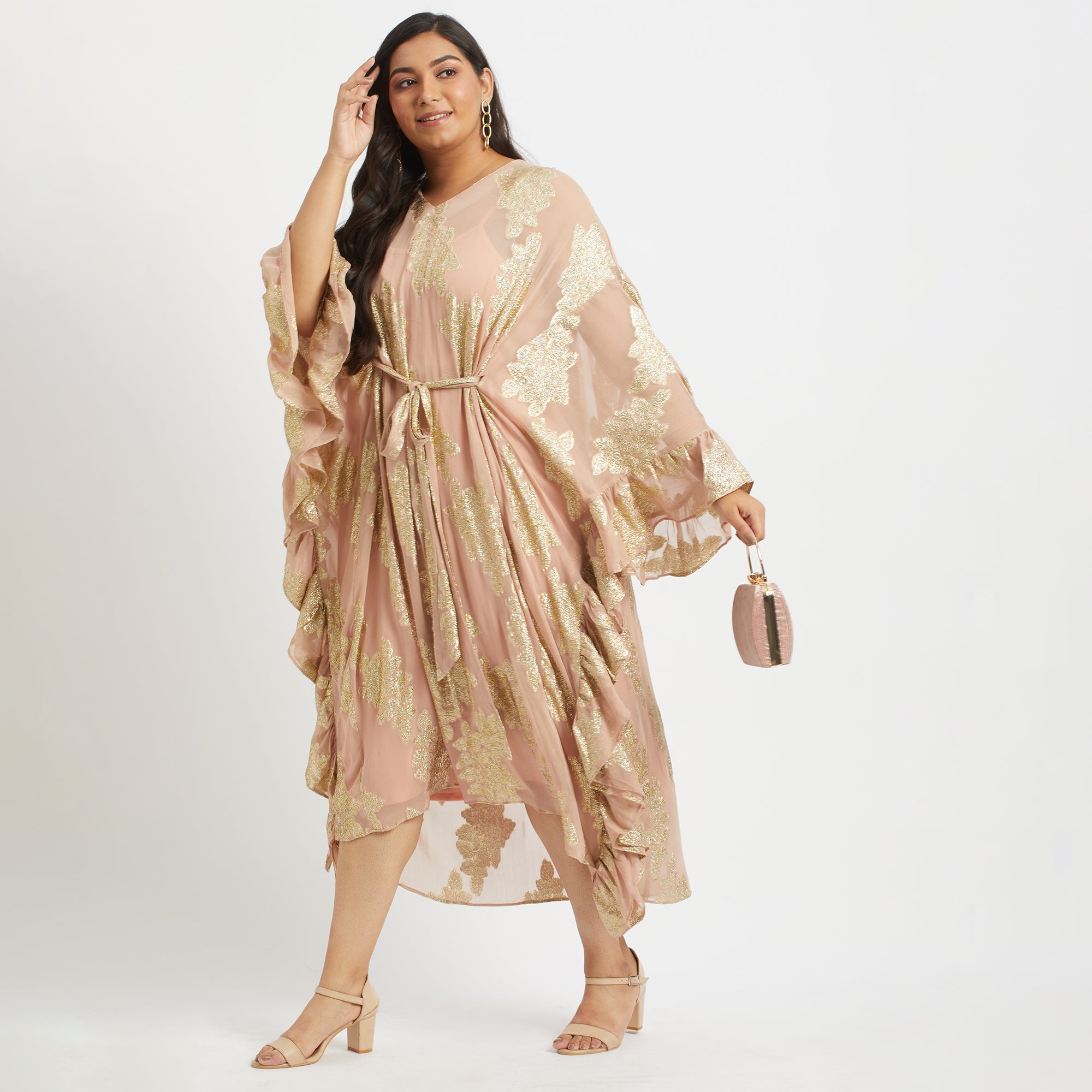 Rose Reflection Burn Out Kaftan For Plus Size Women