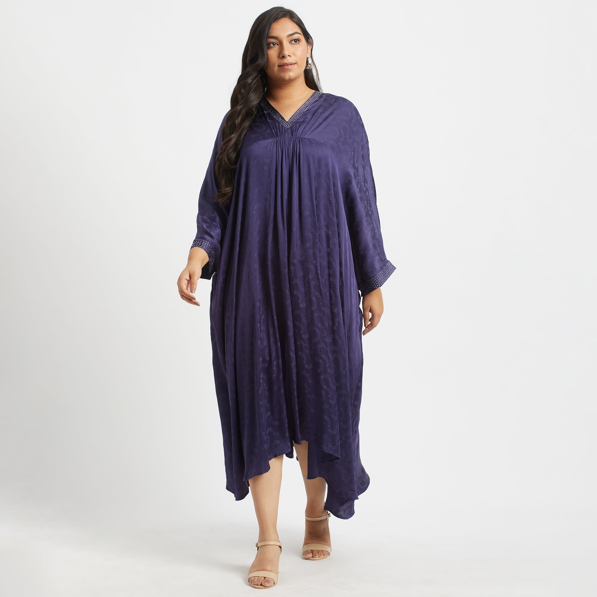 Plus Size Rhinestone Radiance Jacquard Kaftan 