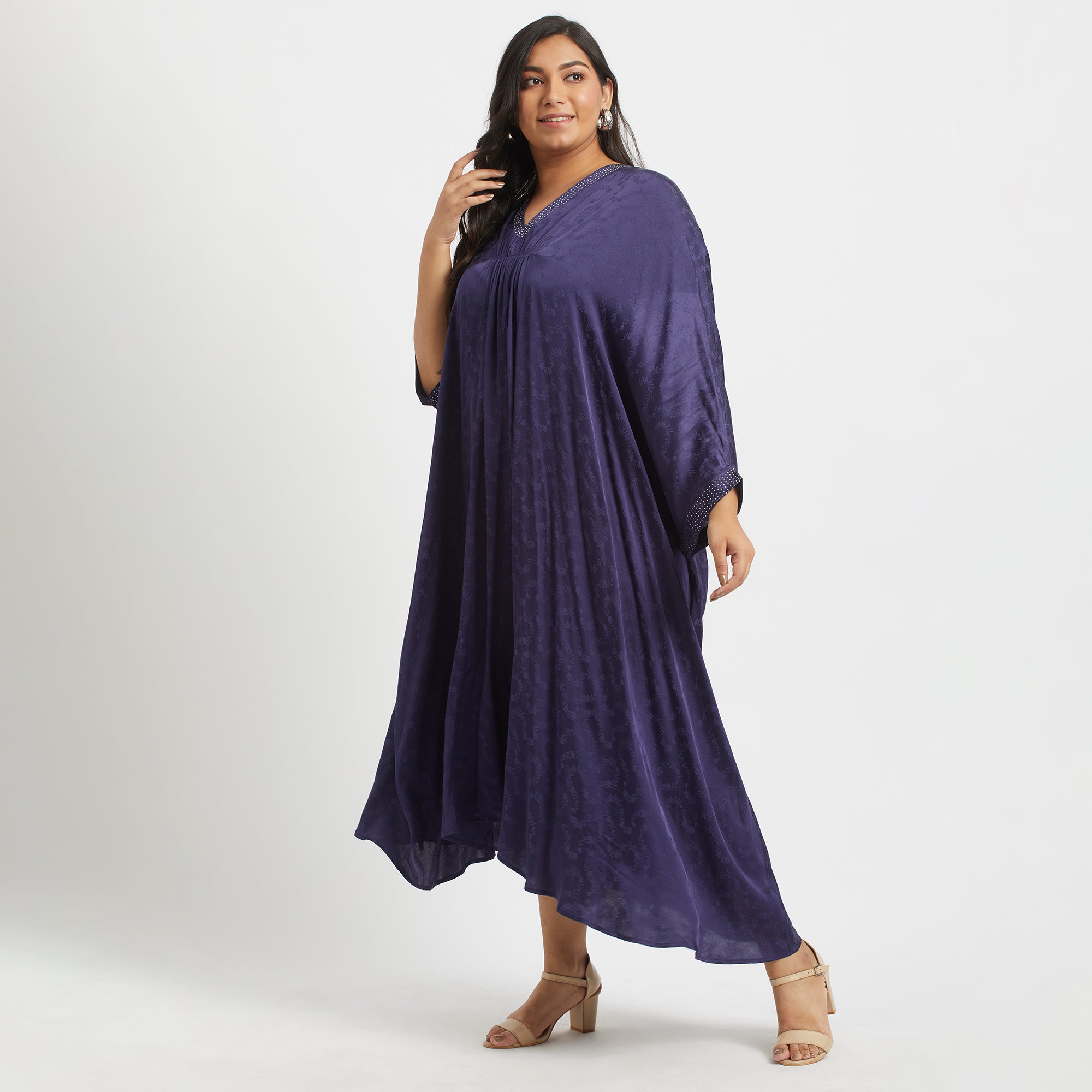 Plus Size Rhinestone Radiance Jacquard Kaftan 