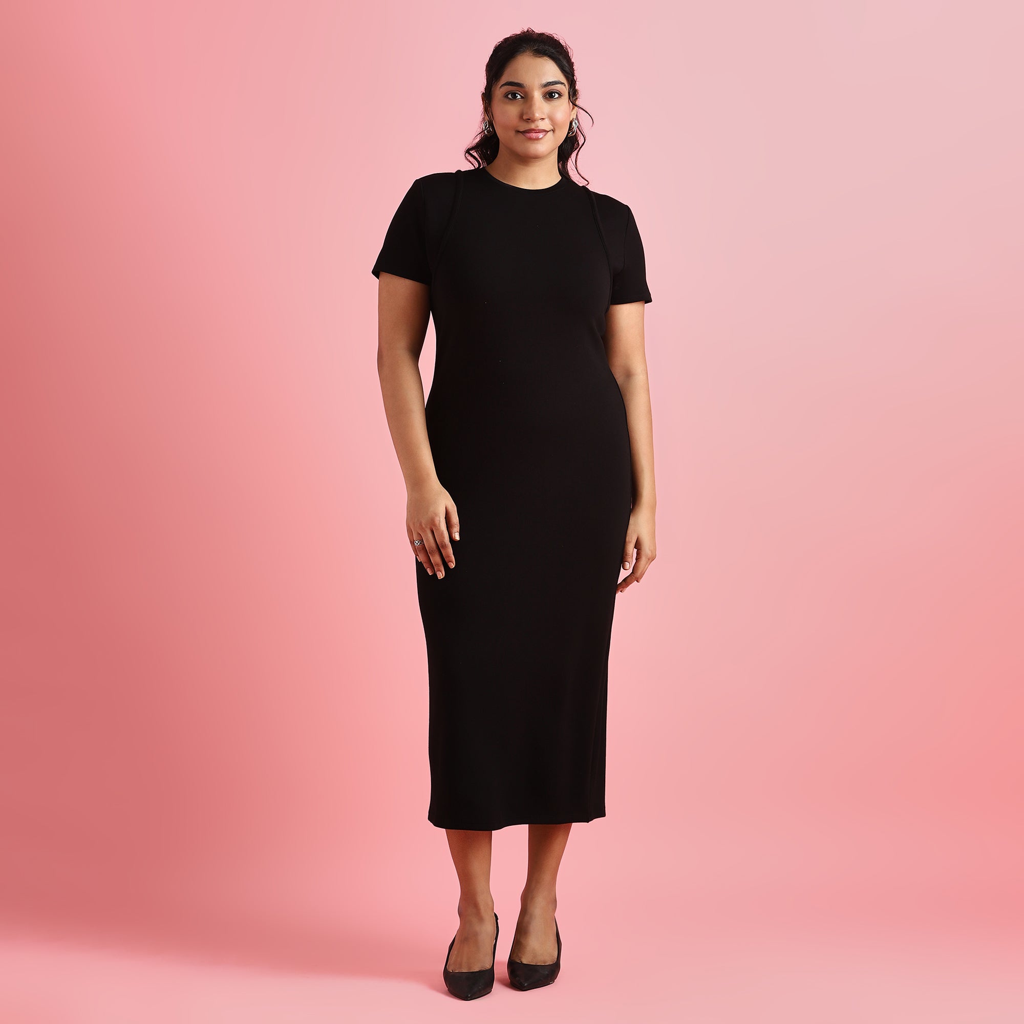 Black Scuba Plus Size Bodycon Maxi Dress