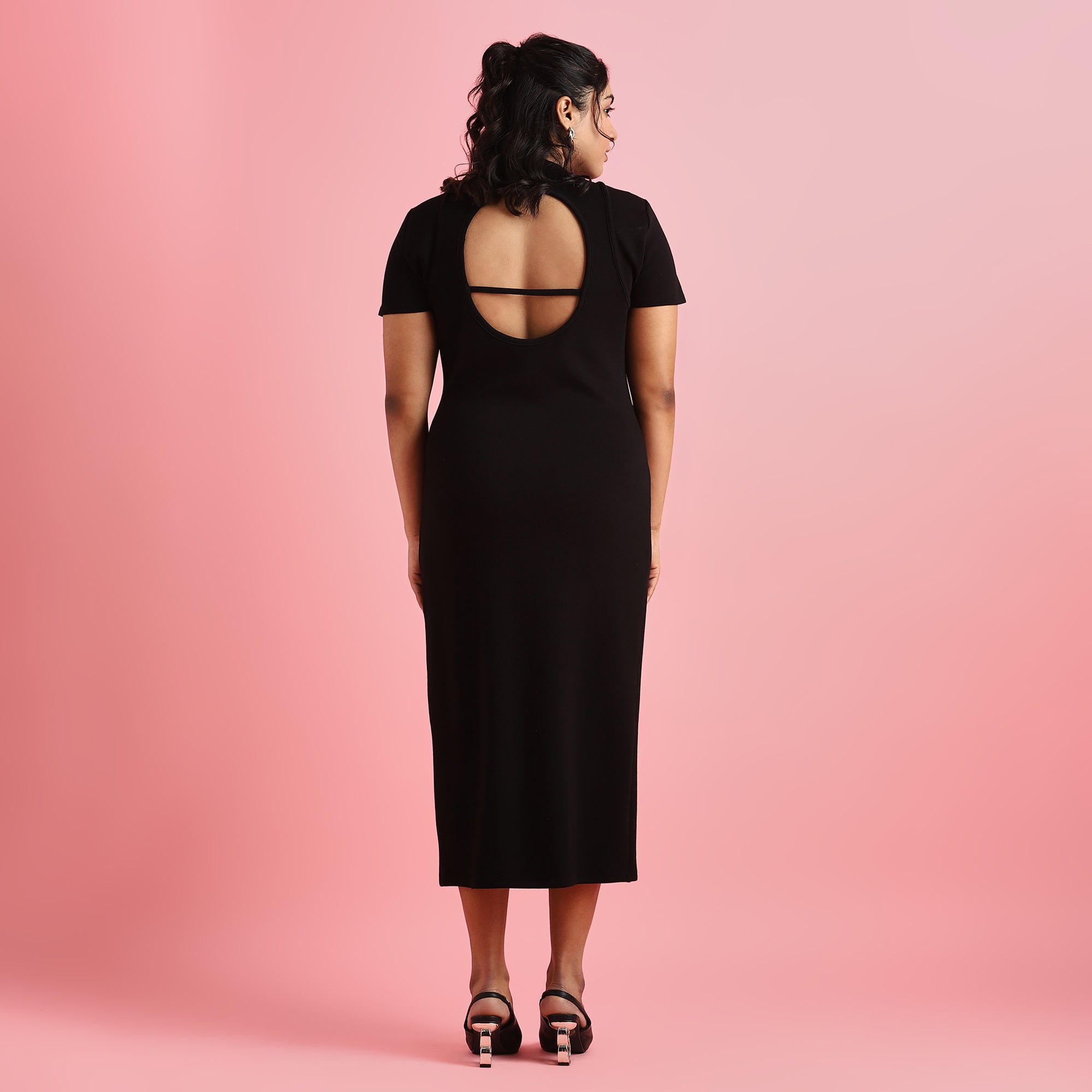 Black Scuba Plus Size Bodycon Maxi Dress