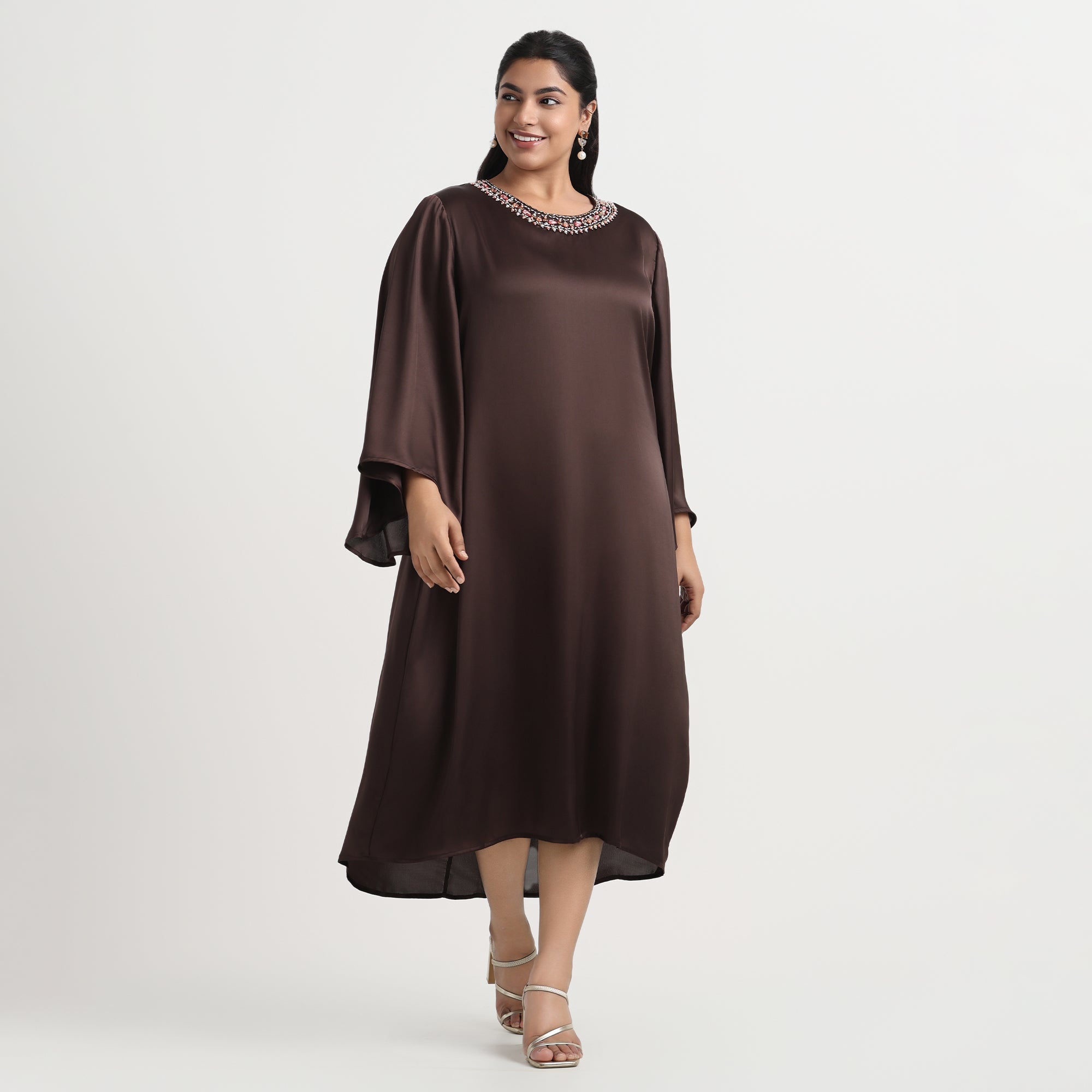 Brow Satin Dress Calae