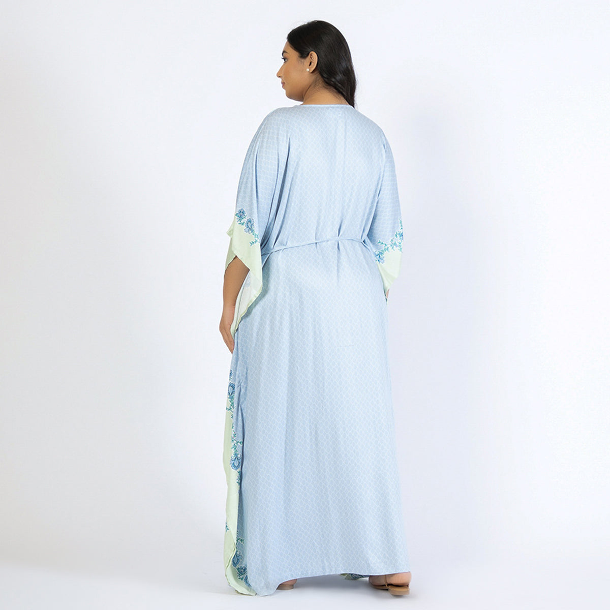 Blue Border Print Plus Size Rayon Kaftan Product Image 5