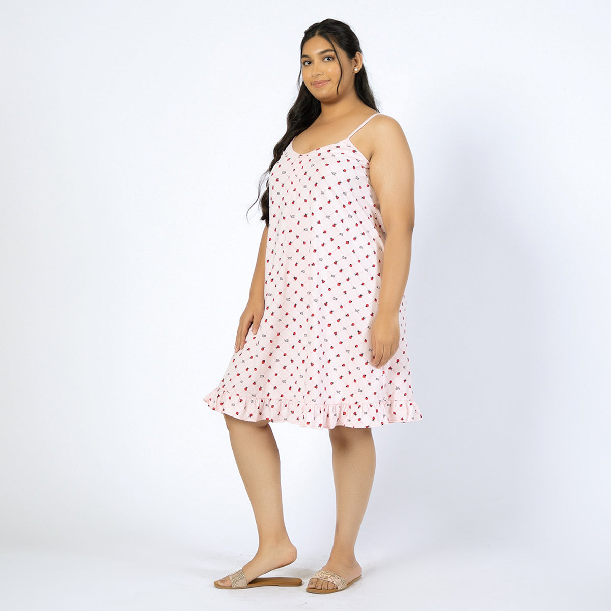 Light Pink Cotton Jersey Plus Size Slip Dress Product Image 3