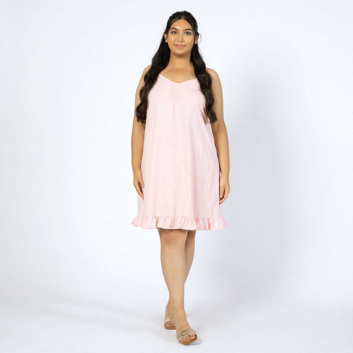 Light Pink Cotton Jersey Plus-Size Slip Dress Product Image 3