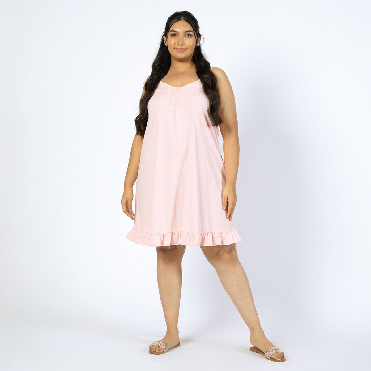 Light Pink Cotton Jersey Plus-Size Slip Dress Product Image 2