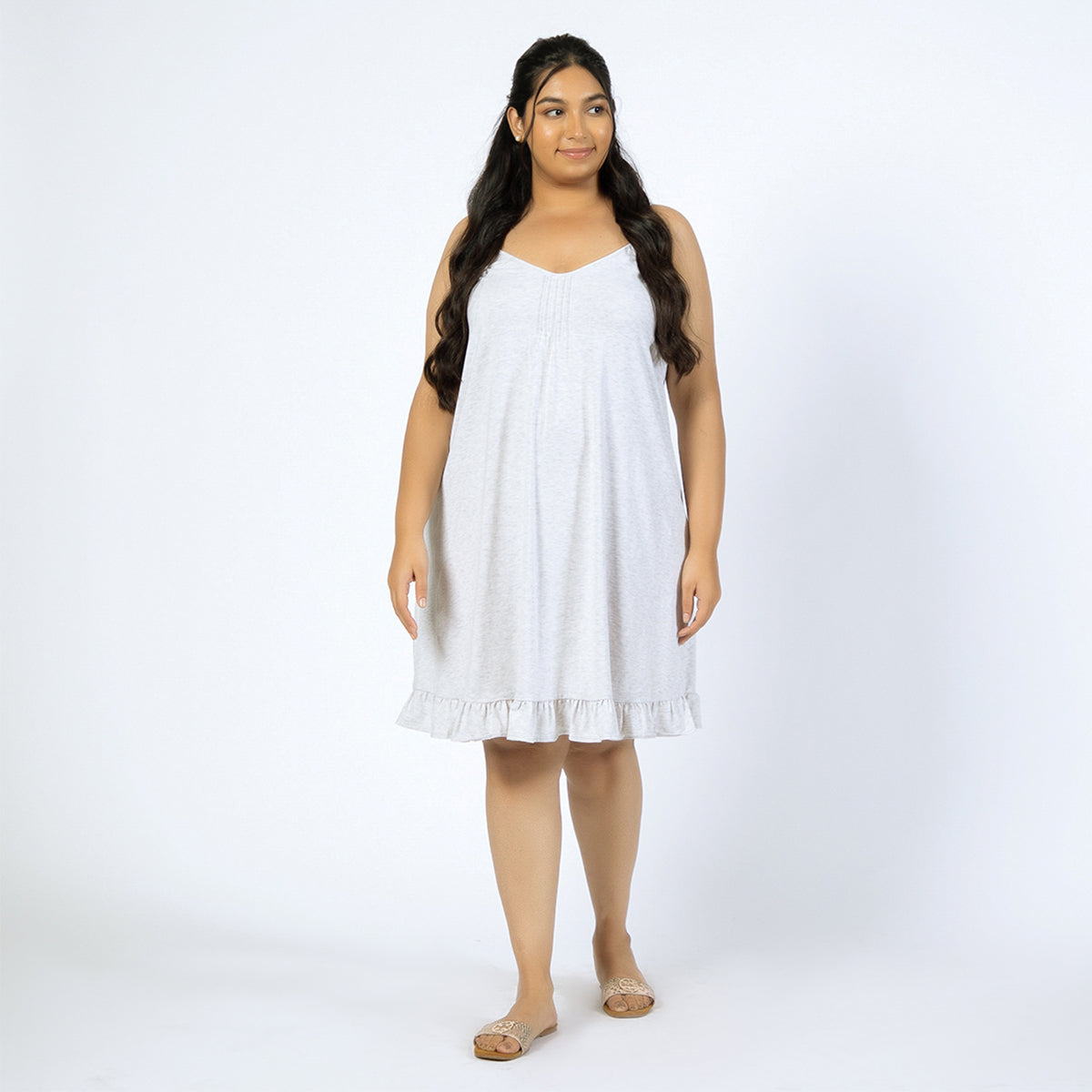 Grey Cotton Jersey Plus Size Slip Dress