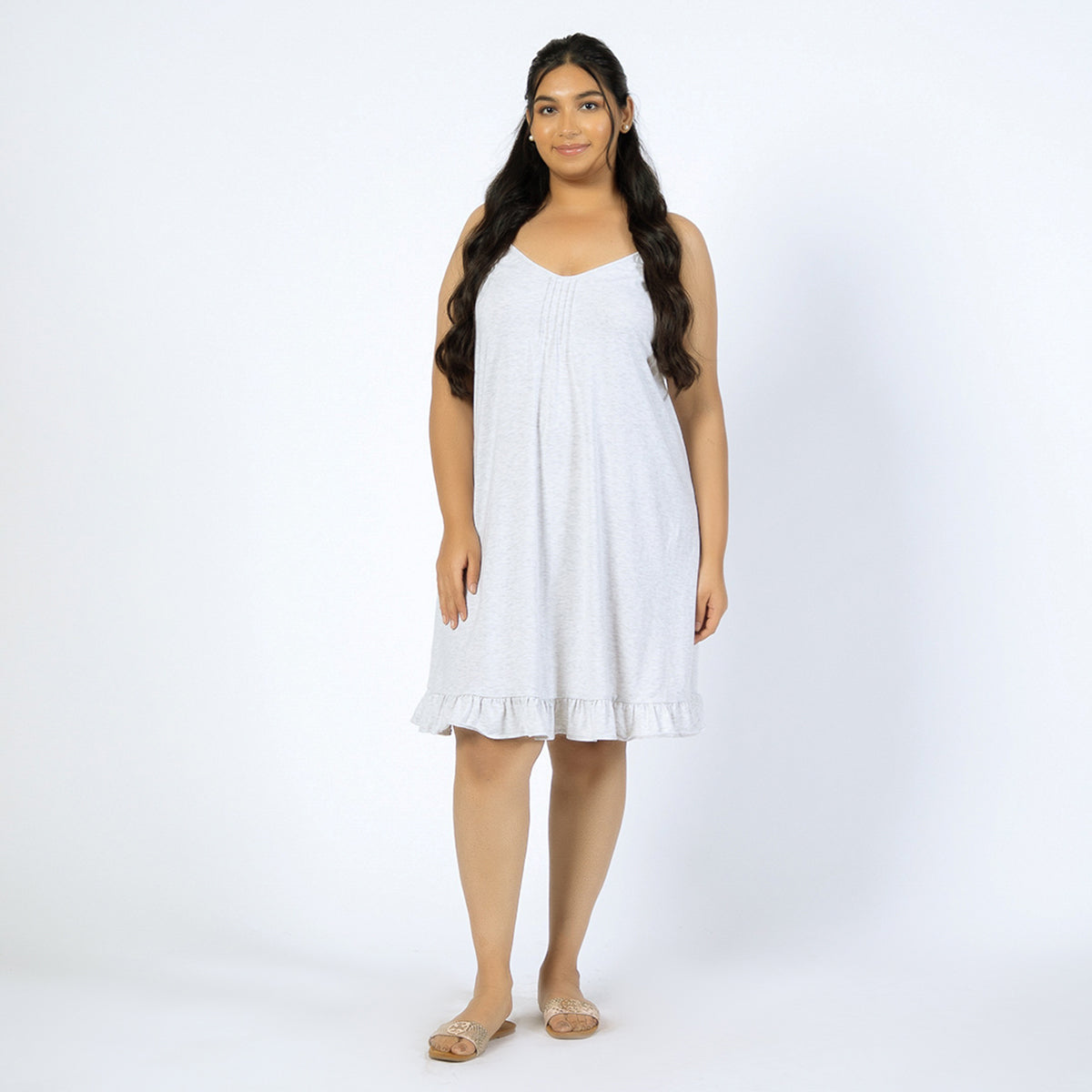 Grey Cotton Jersey Plus Size Slip Dress