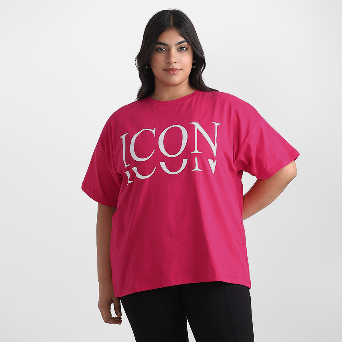 Image showcasing closeup shot of women in pink tshirt