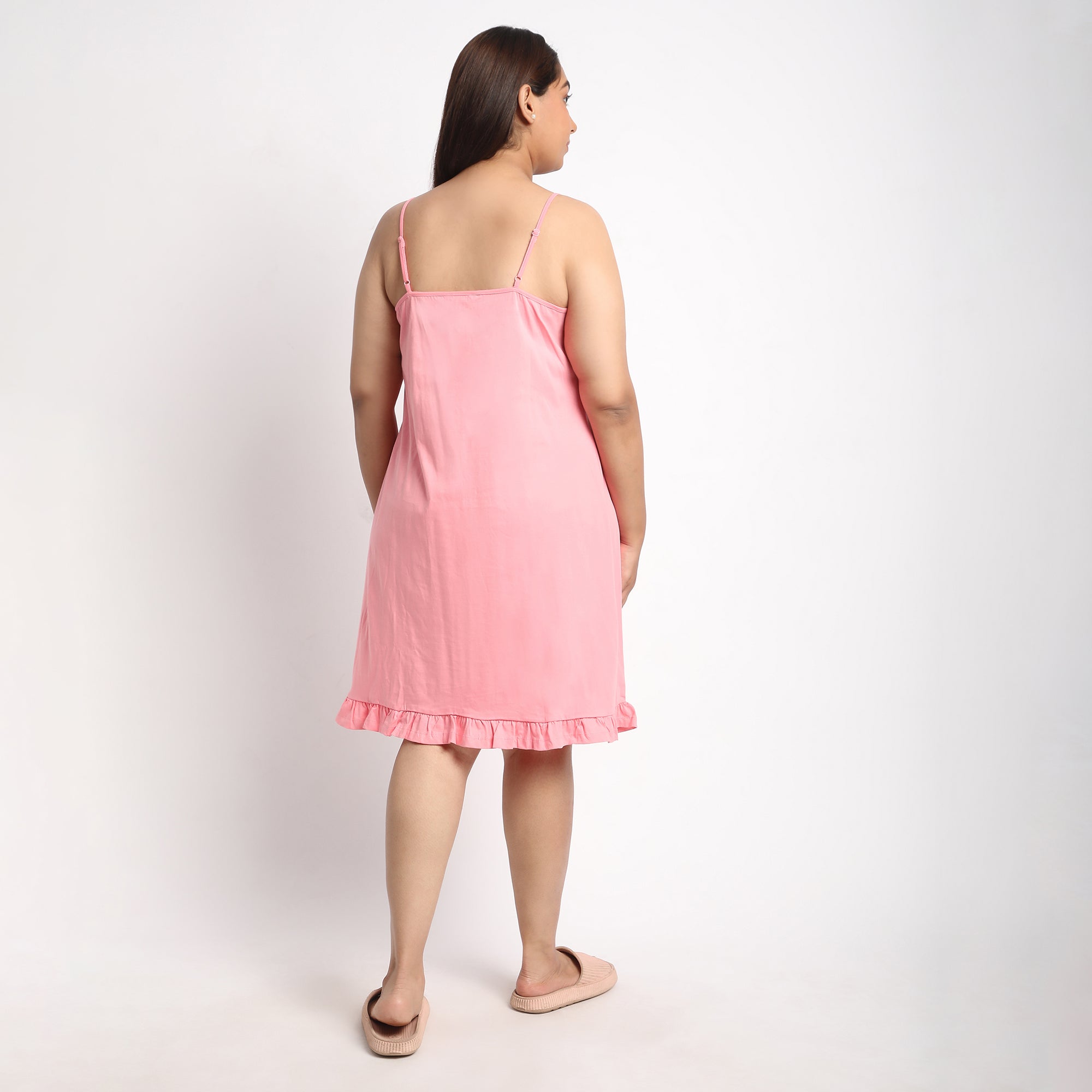 Pink Cotton Jersey Plus Size Slip Dress Product Image 5