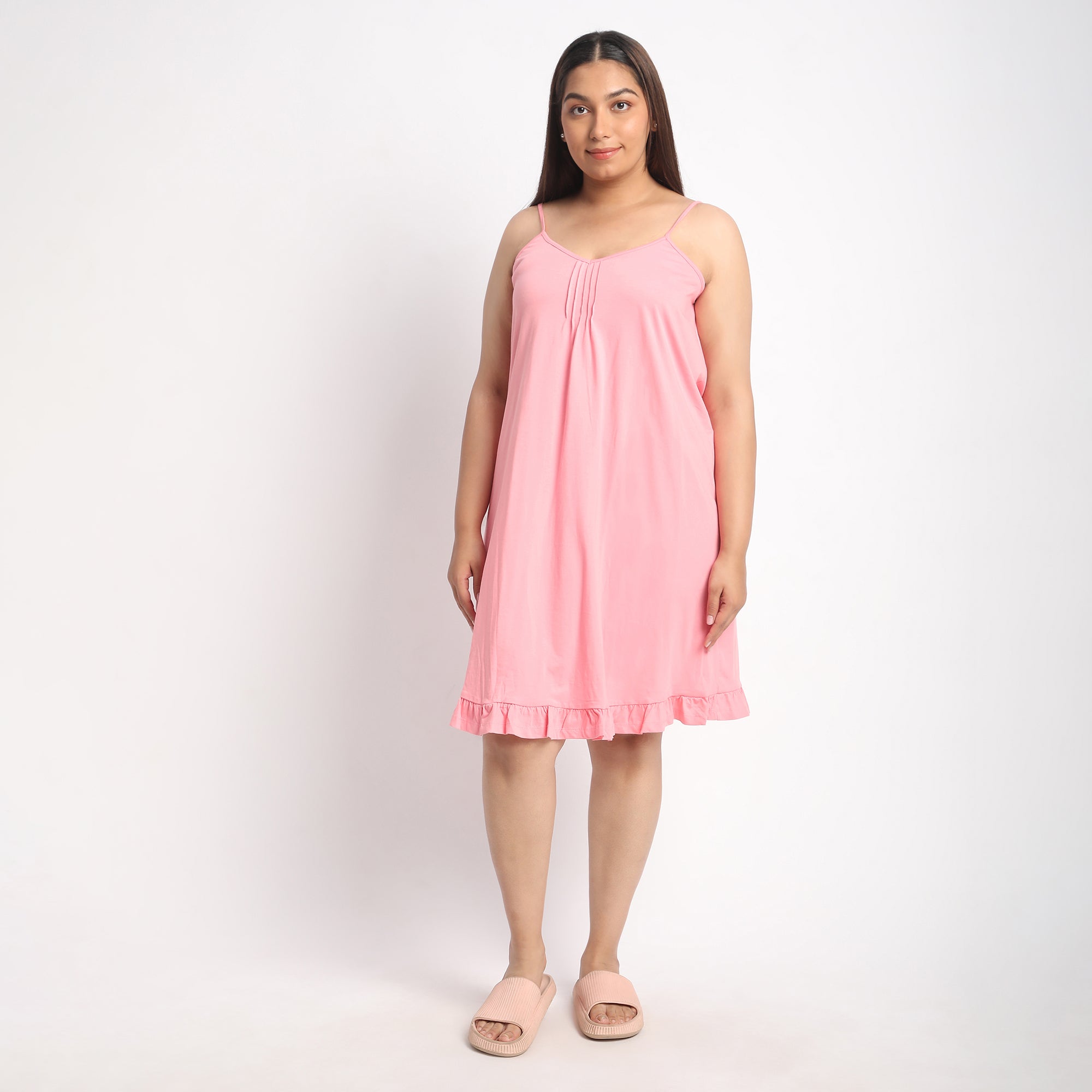 Pink Cotton Jersey Plus Size Slip Dress Product Image 2