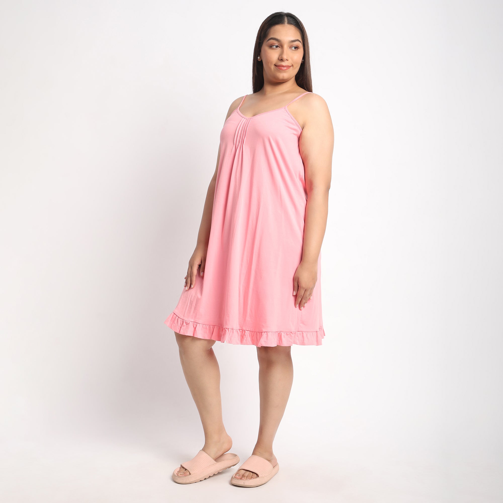 Pink Cotton Jersey Plus Size Slip Dress Product Image 4