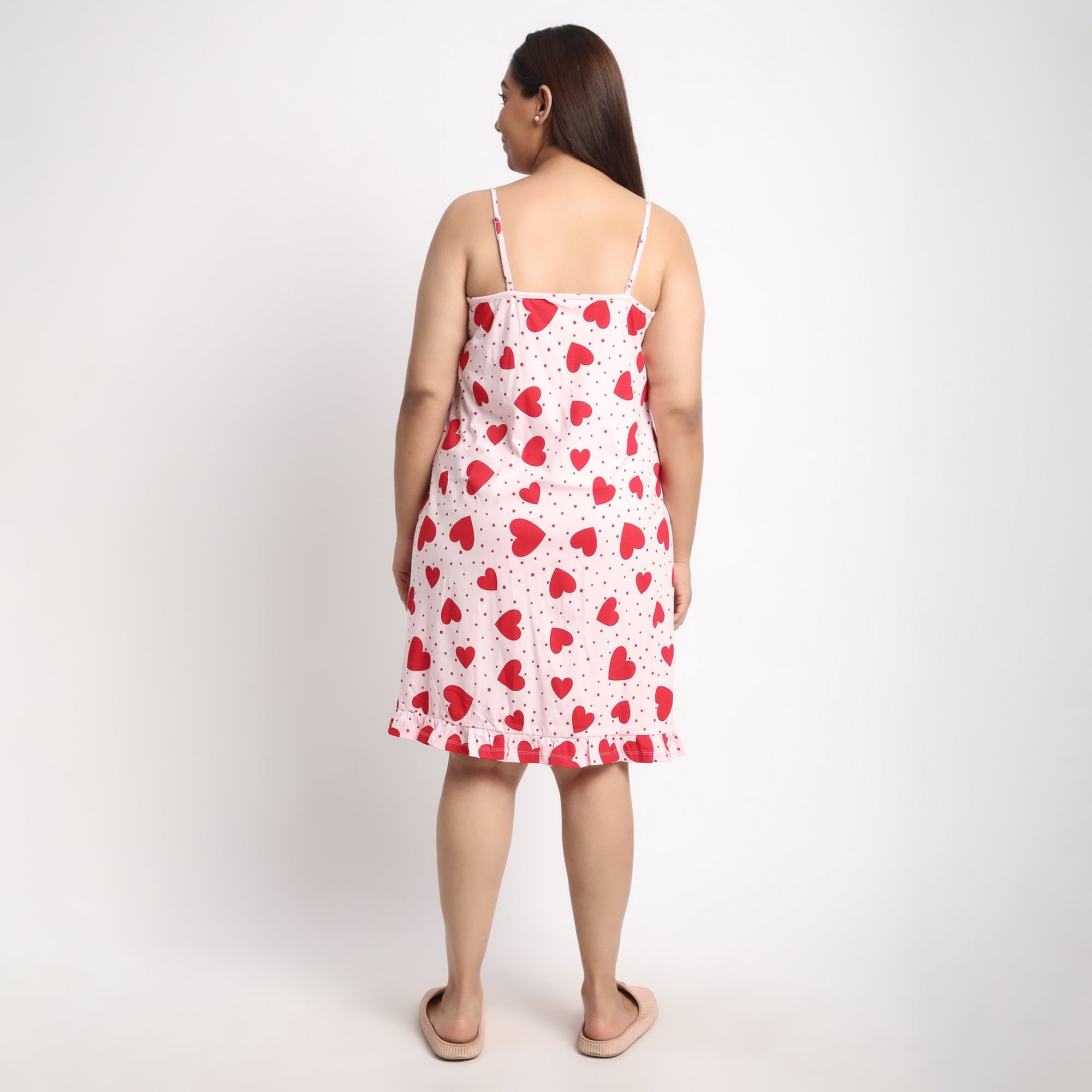 Heart Print Cotton Jersey Plus Size Slip Dress Product Image 5