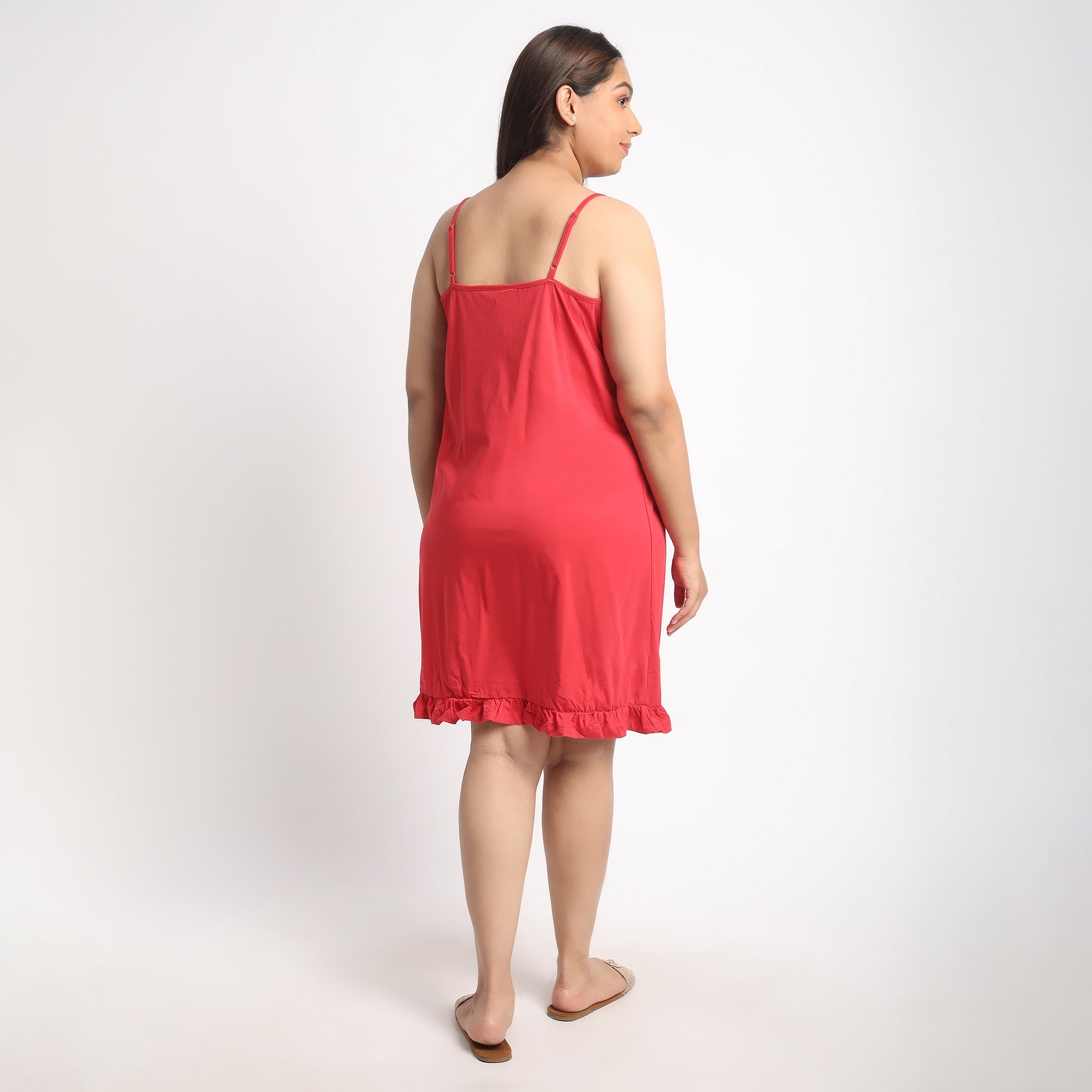 Red Cotton Jersey Plus Size Slip Dress Product Image 5