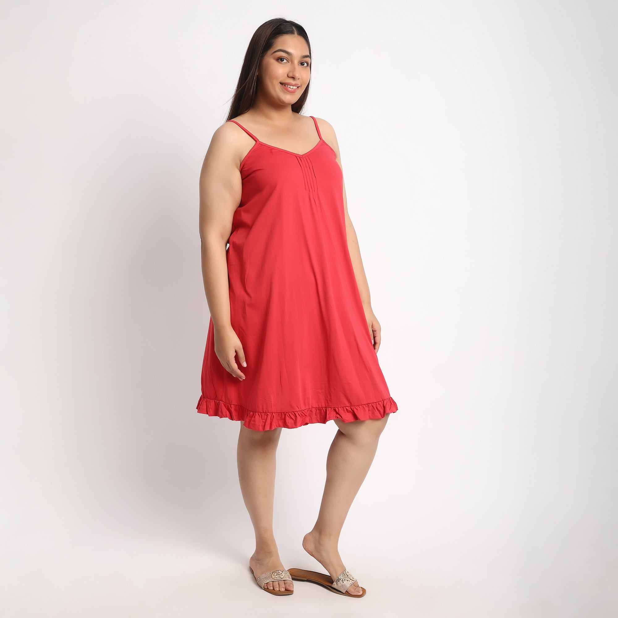 Red Cotton Jersey Plus Size Slip Dress Product Image 4