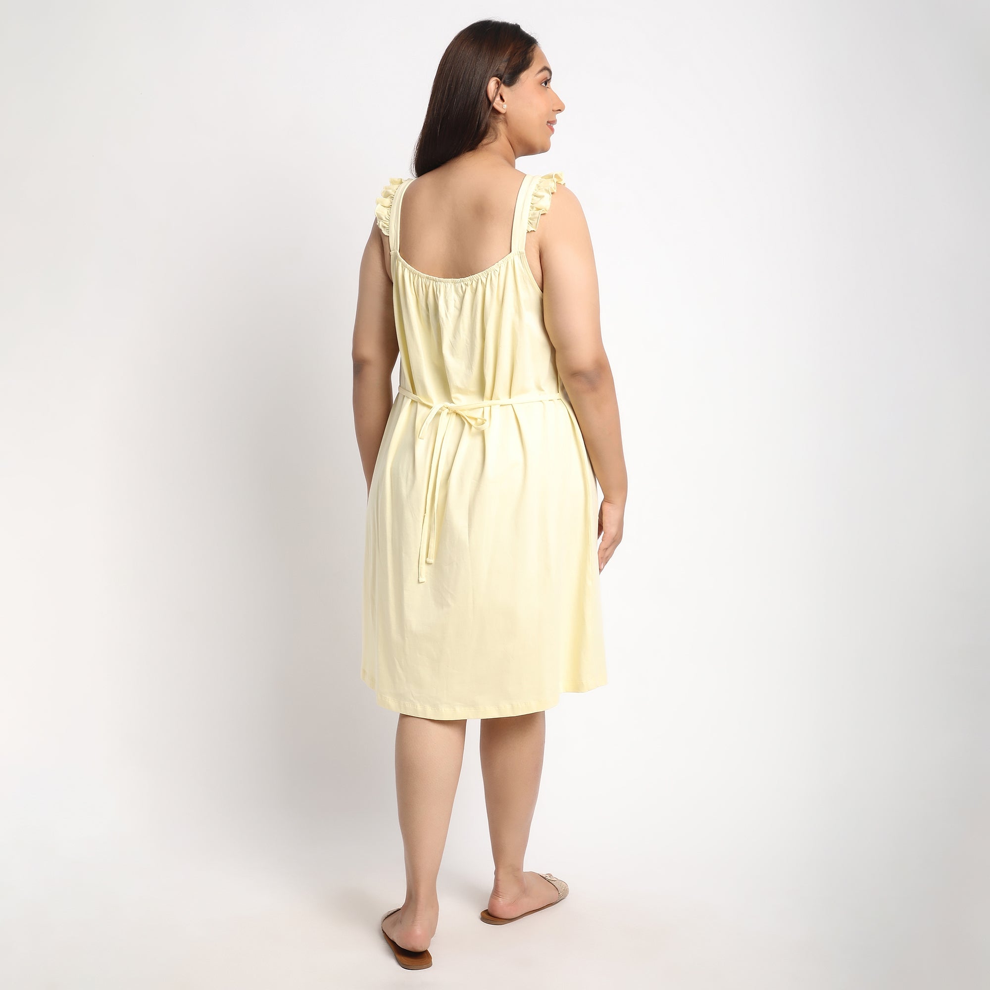 Yellow Jersey Plus Size Ruffle Sleeves Dress Product Image 5