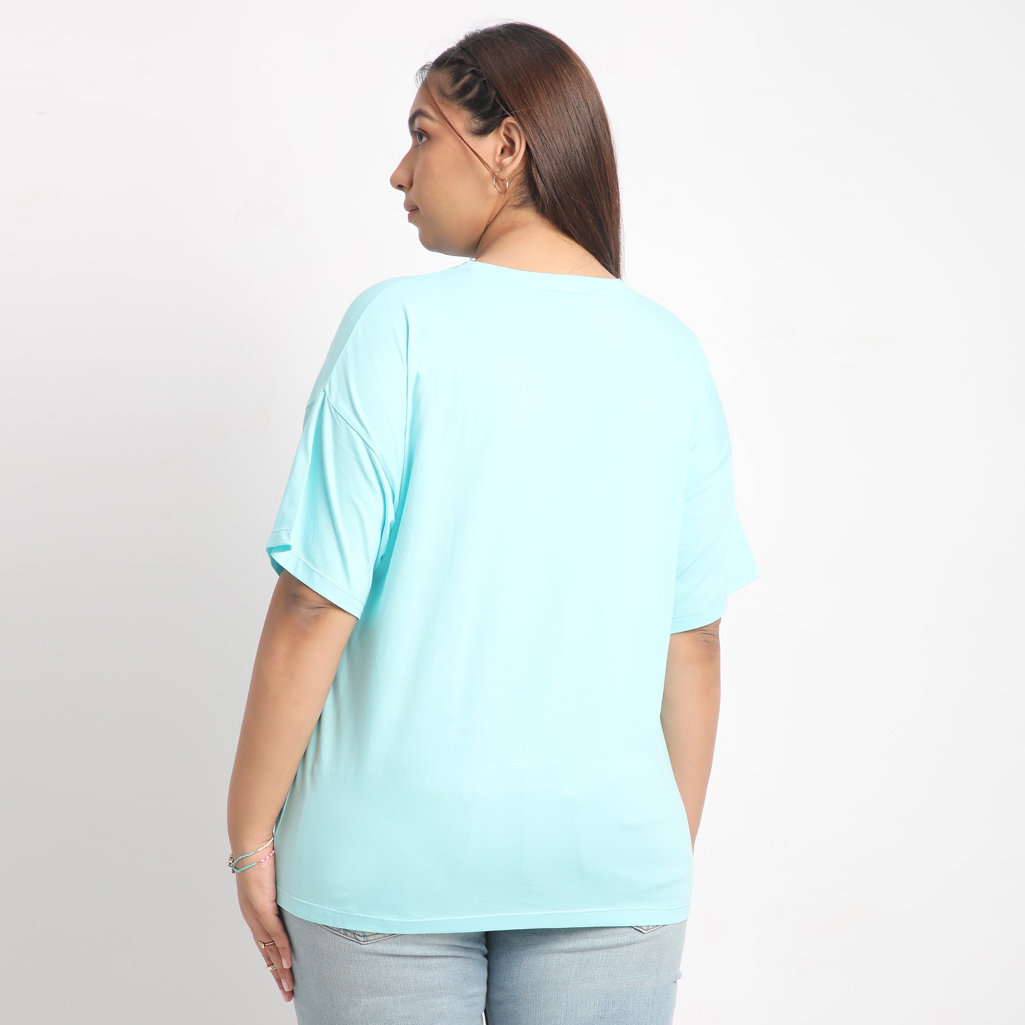 Sky Blue Mer & Soleil Plus Size Chest Print Cotton Tee