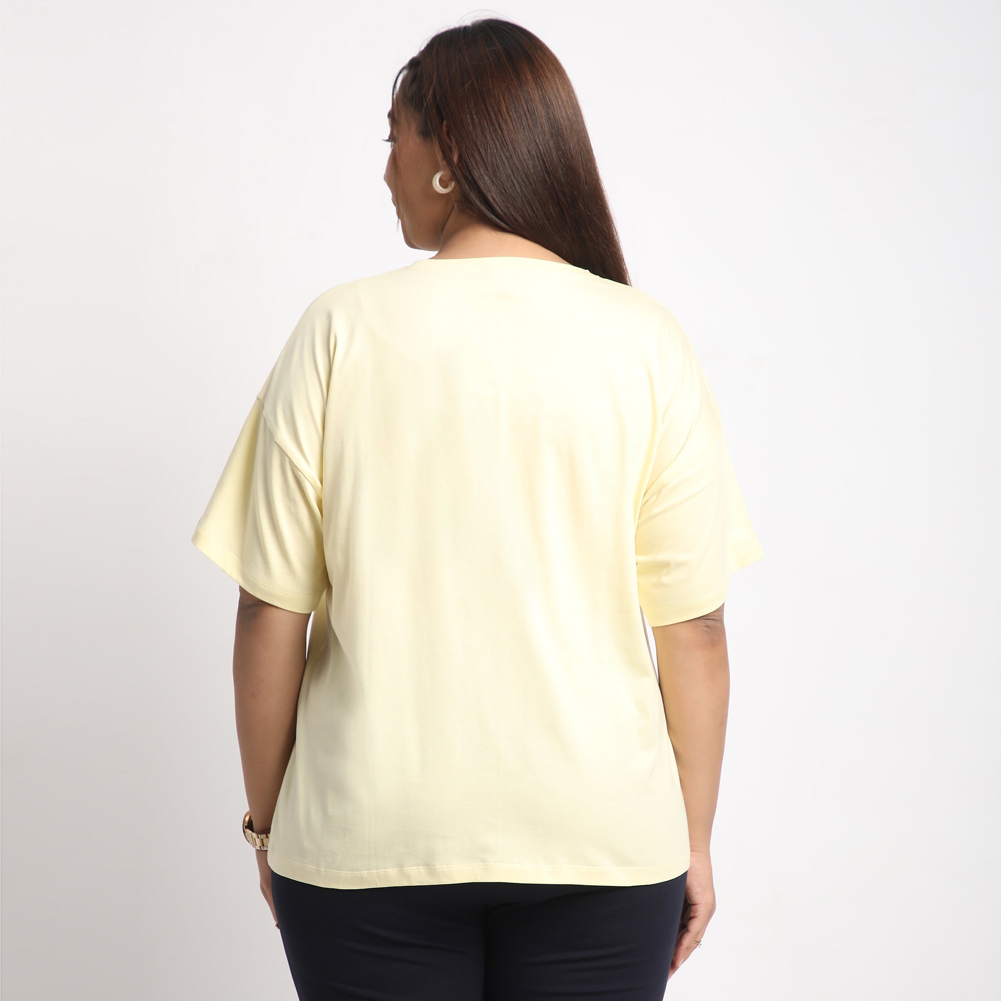 Yellow Amalfi Plus Size Chest Print Cotton Tee