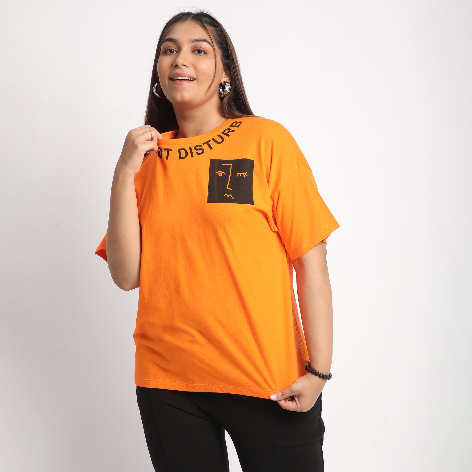 Orange DND Plus Size  Cotton Tee