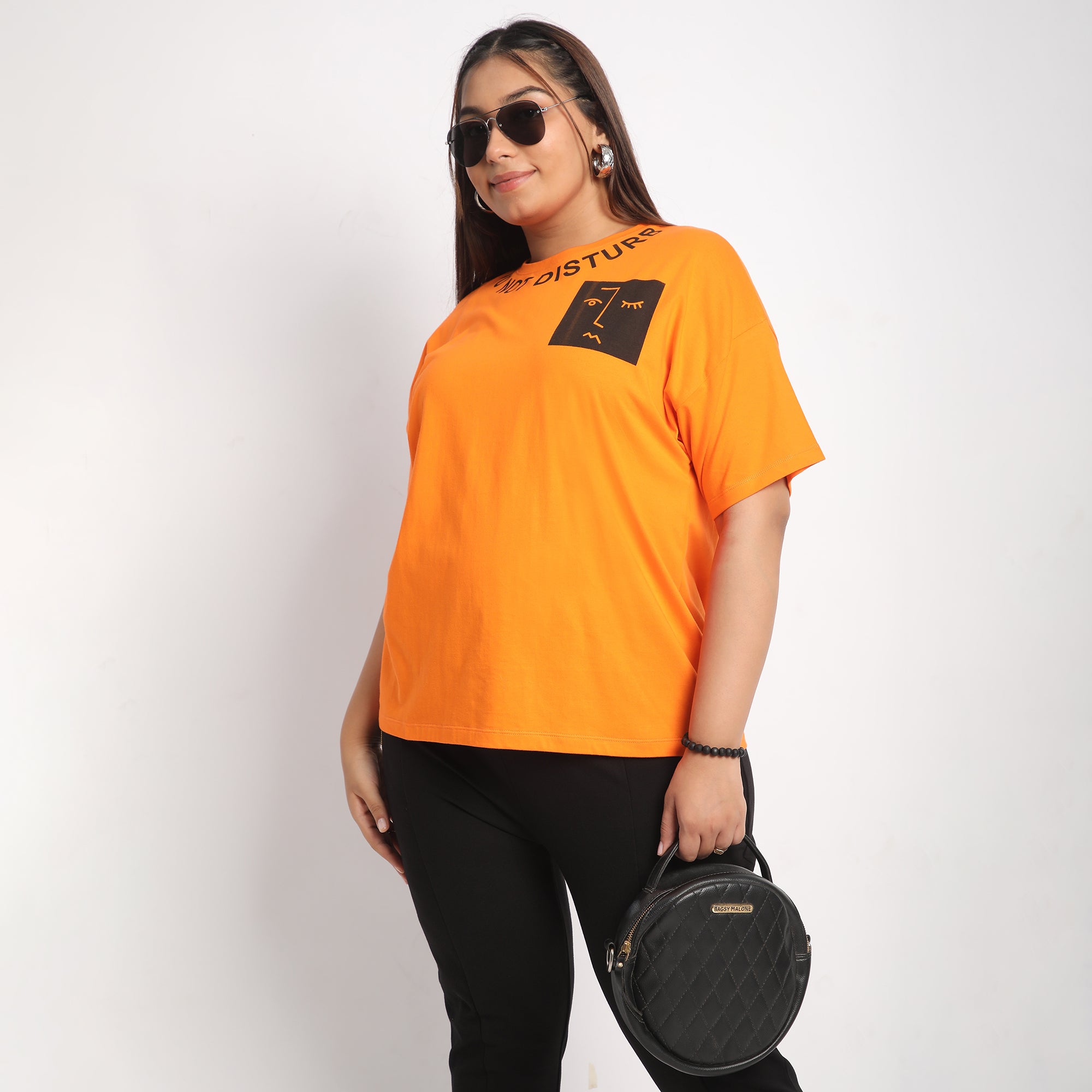 Orange DND Plus Size  Cotton Tee