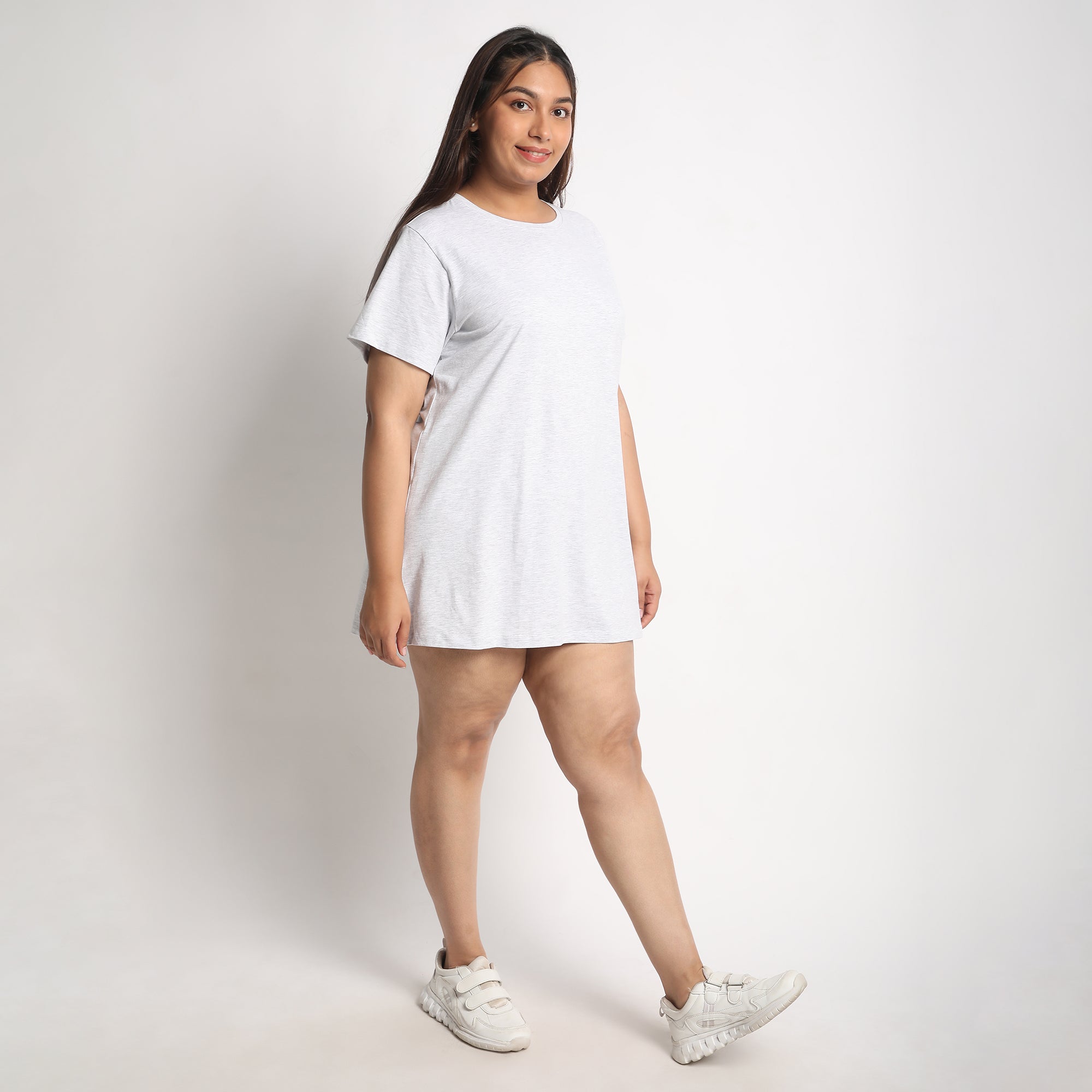 Grey Cotton Jersey Plus Size Essential T-shirt Dress