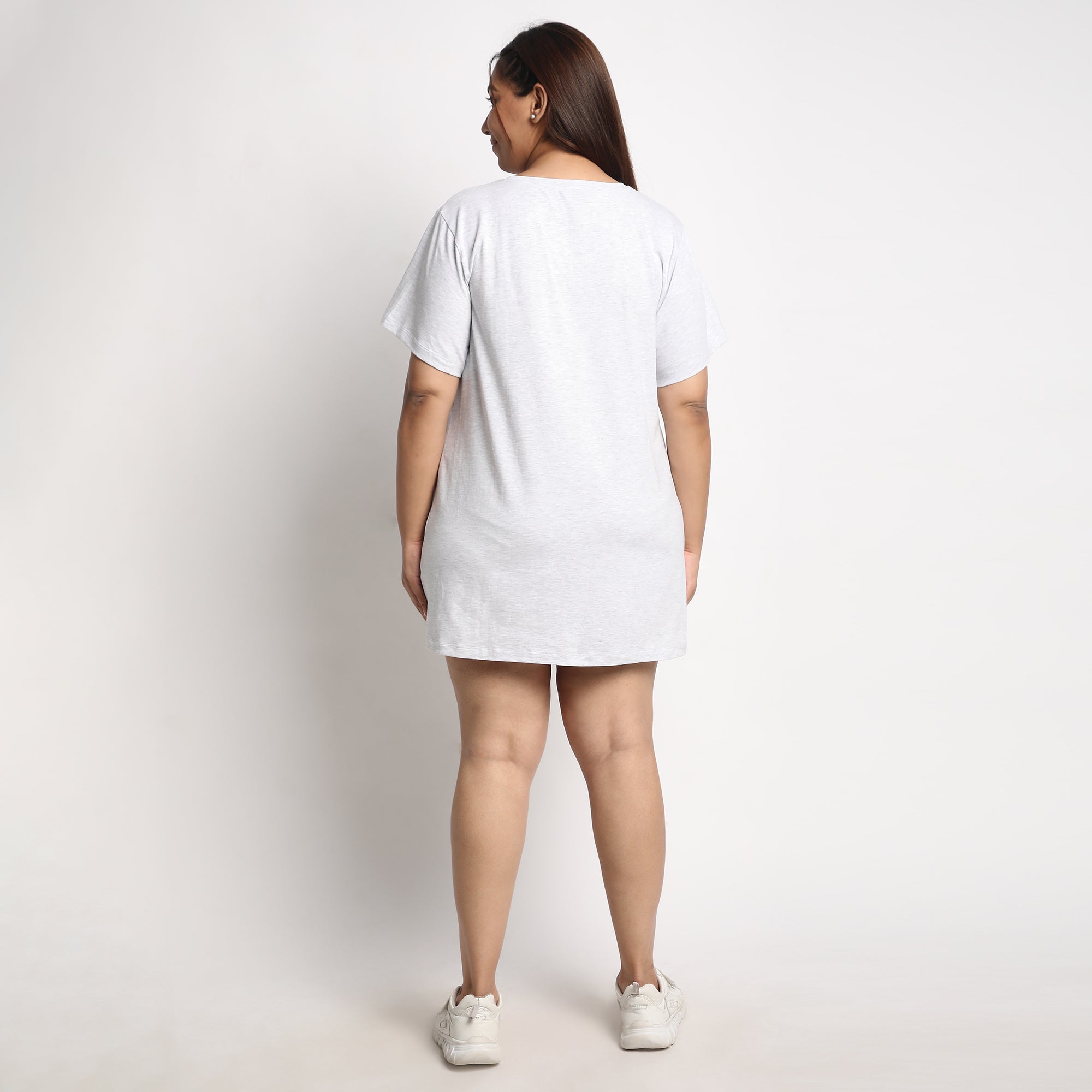 Grey Cotton Jersey Plus Size Essential T-shirt Dress