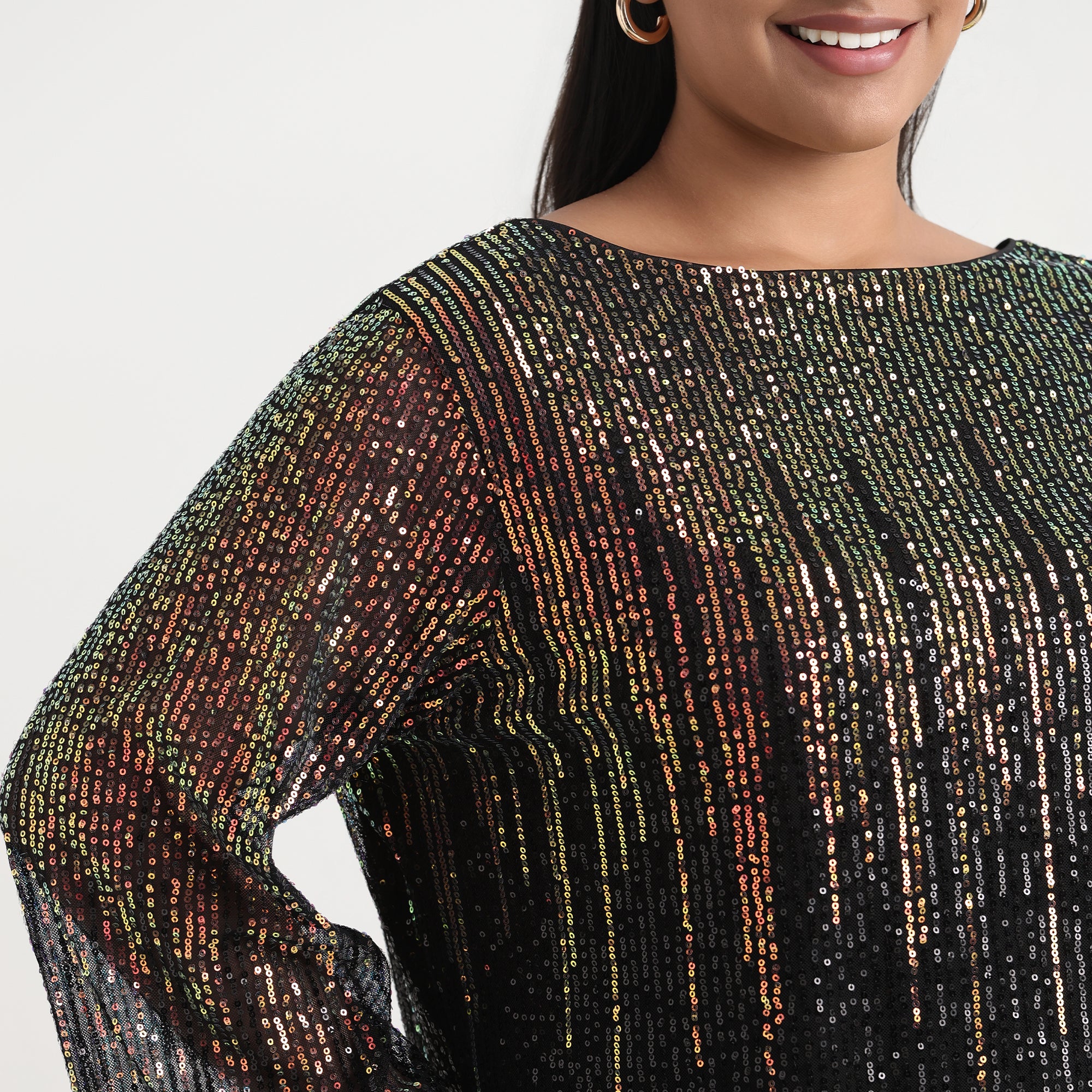 Gold pleated top with metallic shine, chic plus size wear
