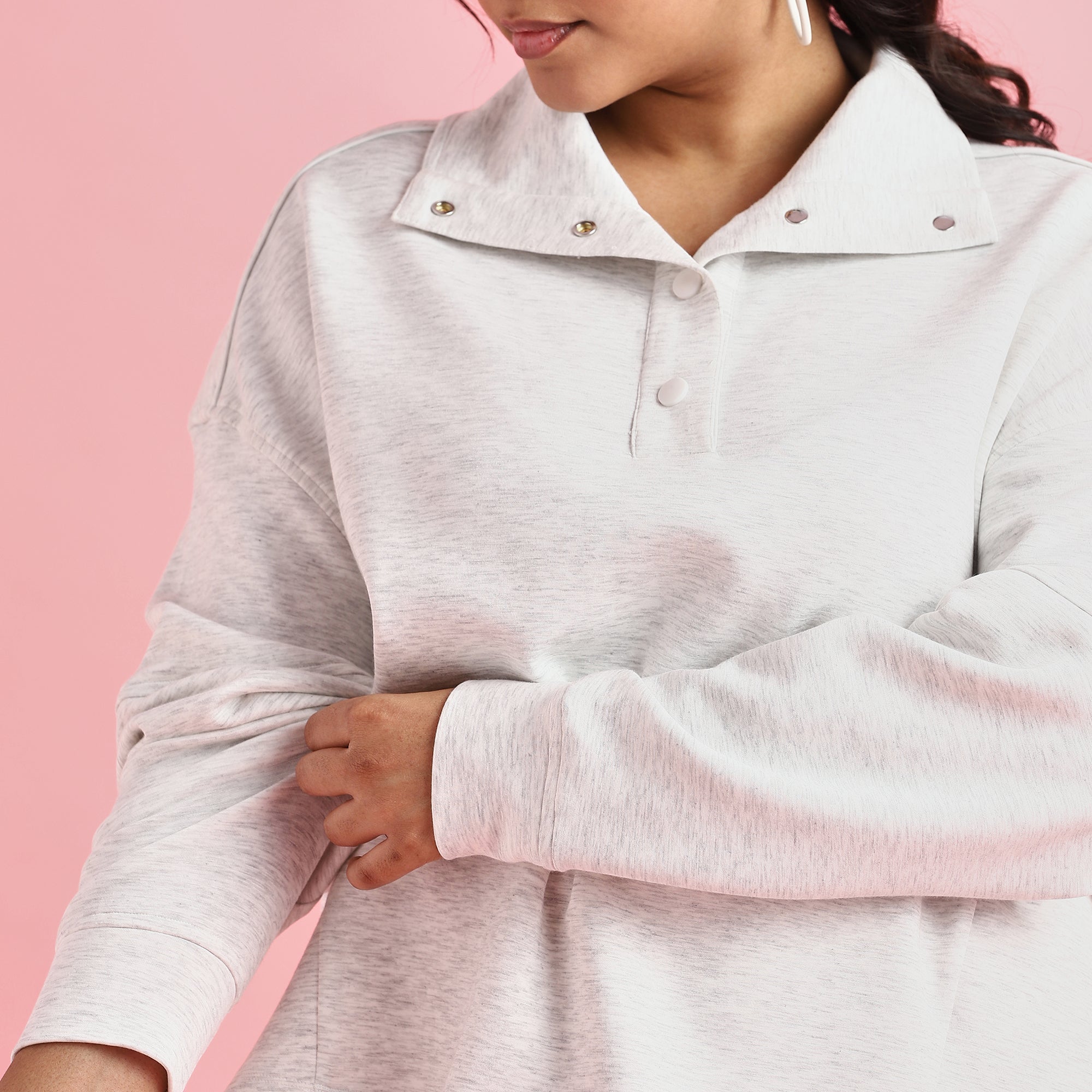 Grey Oversized Plus Size Scuba Sweatshirt