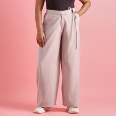 Gray Plus Size Tie-Up Wide-Leg Pants