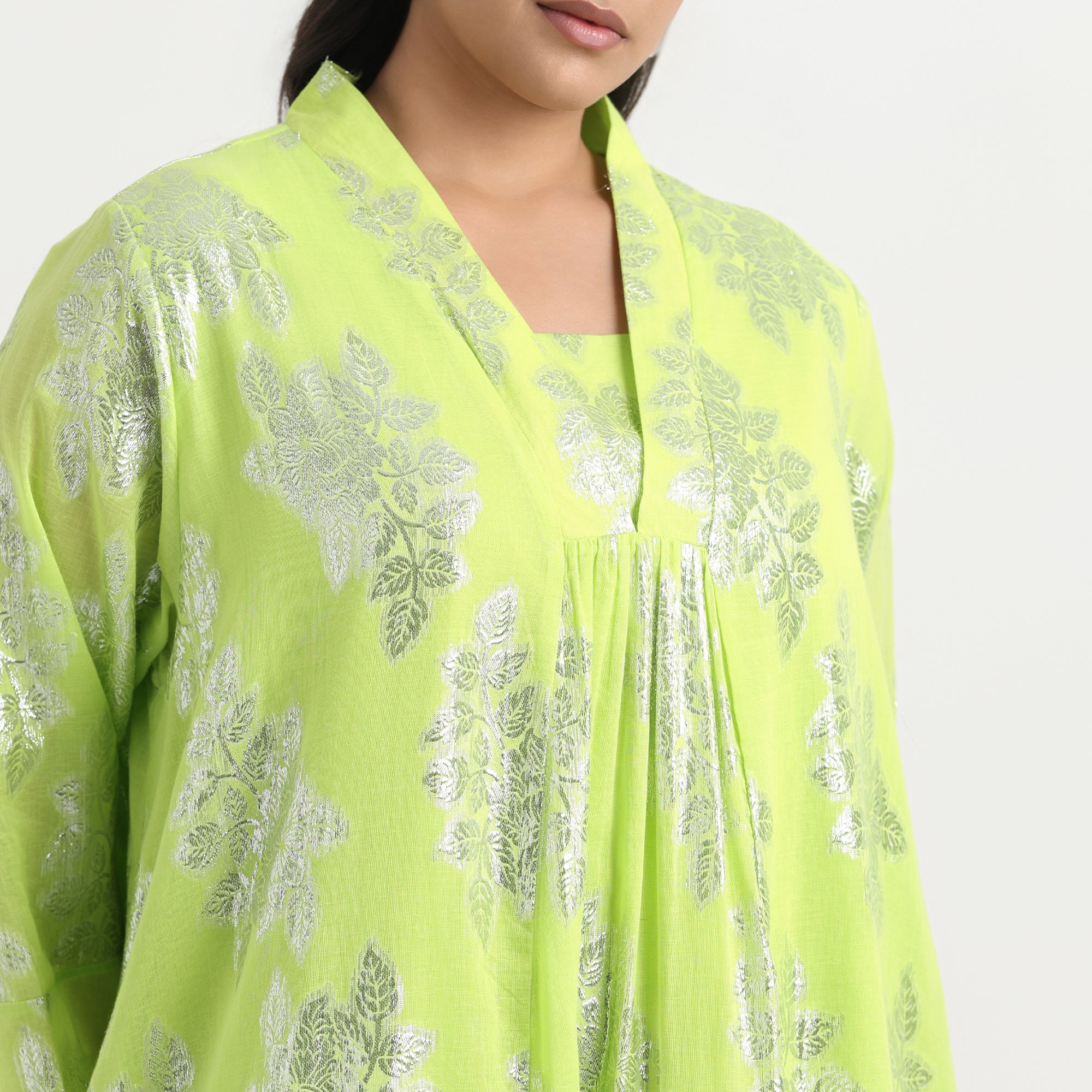 Lime Green Burnout Plus Size Ethnic Festive Dress