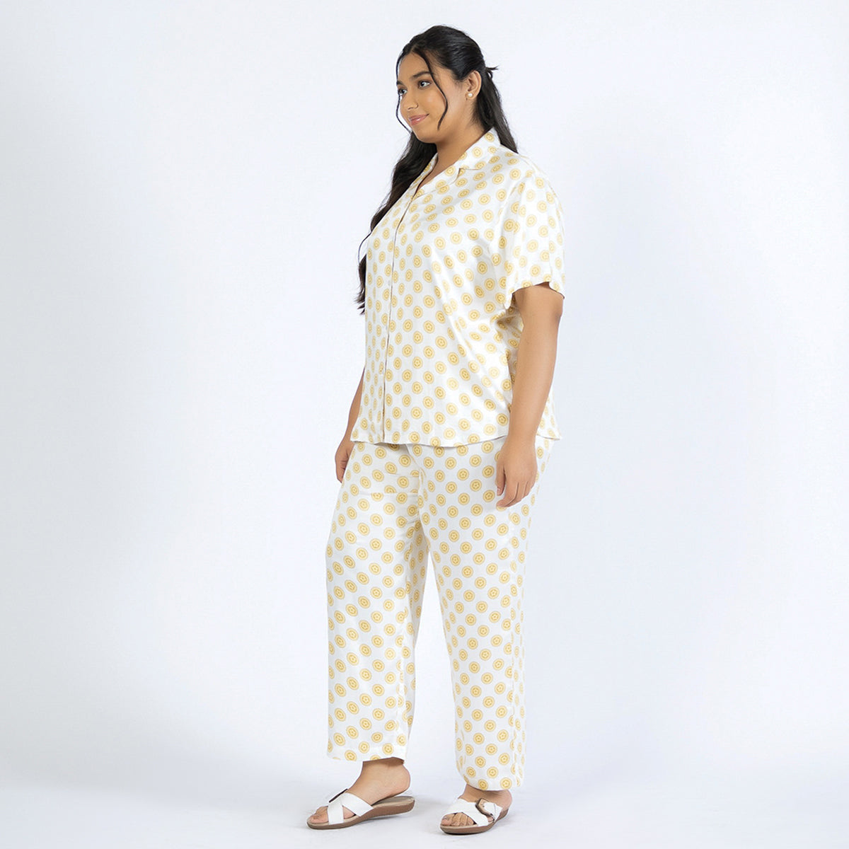 Off-White Printed Plus Size Viscose PJ Set Product Image 2