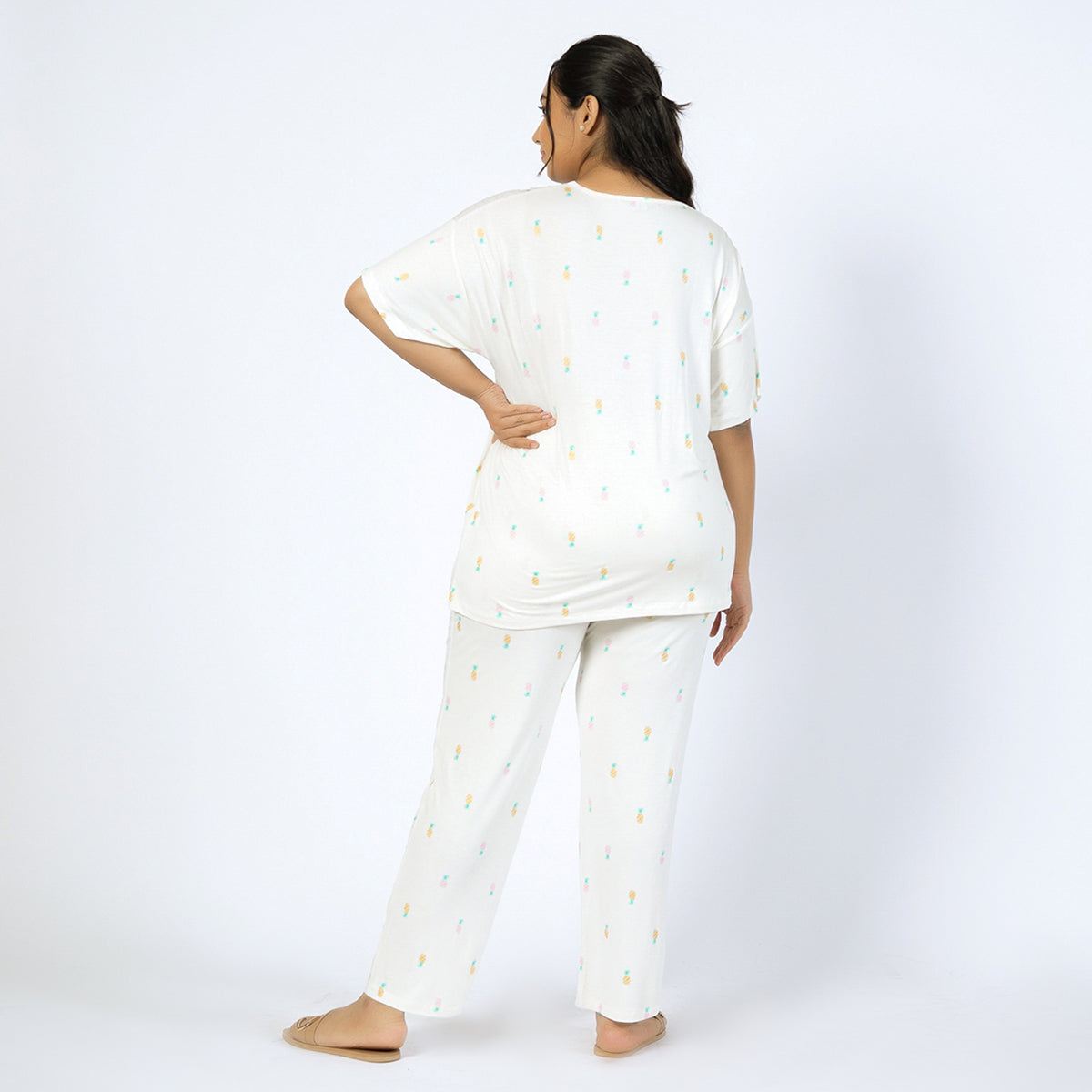 Off-White Printed Viscose Jersey Plus Size PJ Set Product Image 4