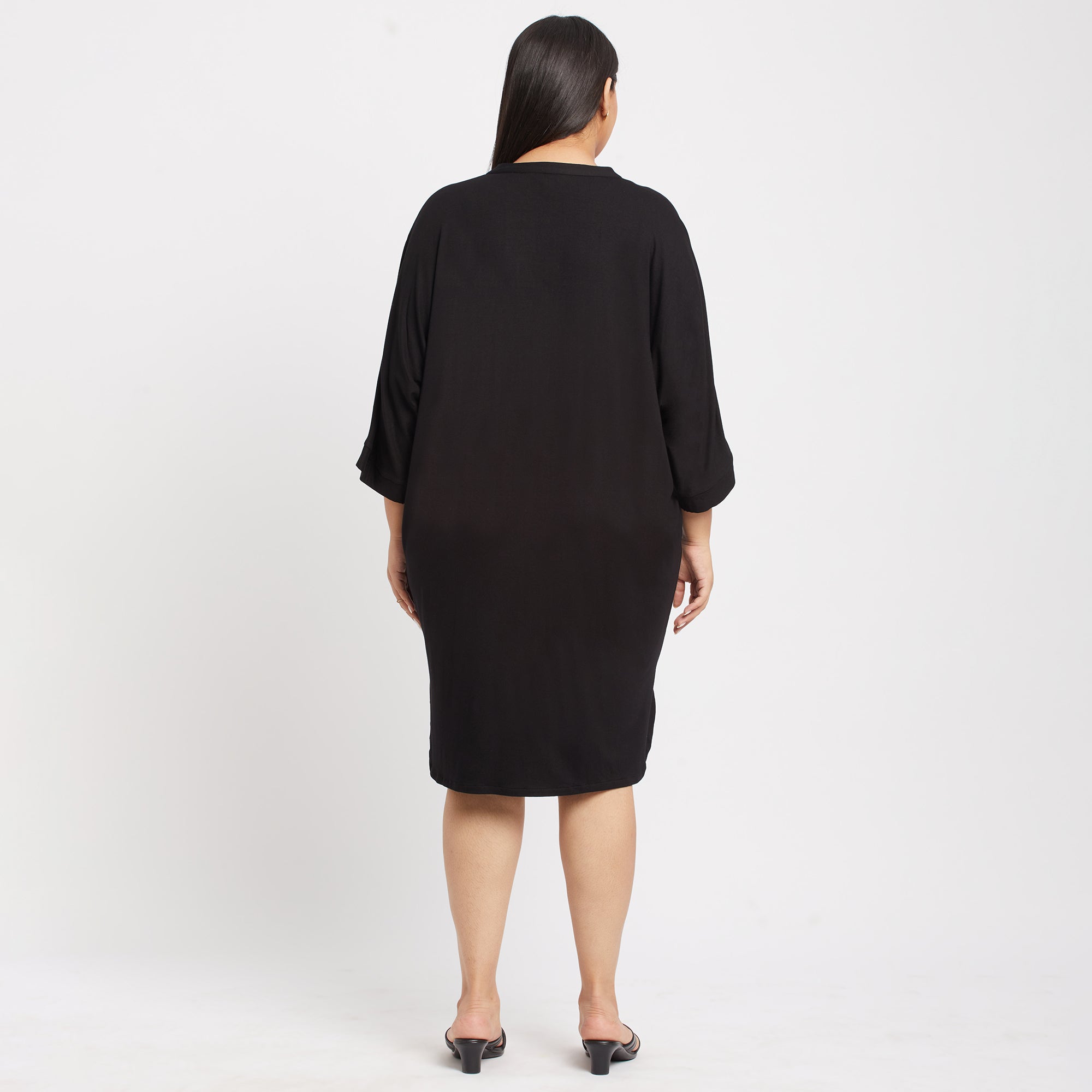 Black Viscose Jersey Plus Size Kaftan