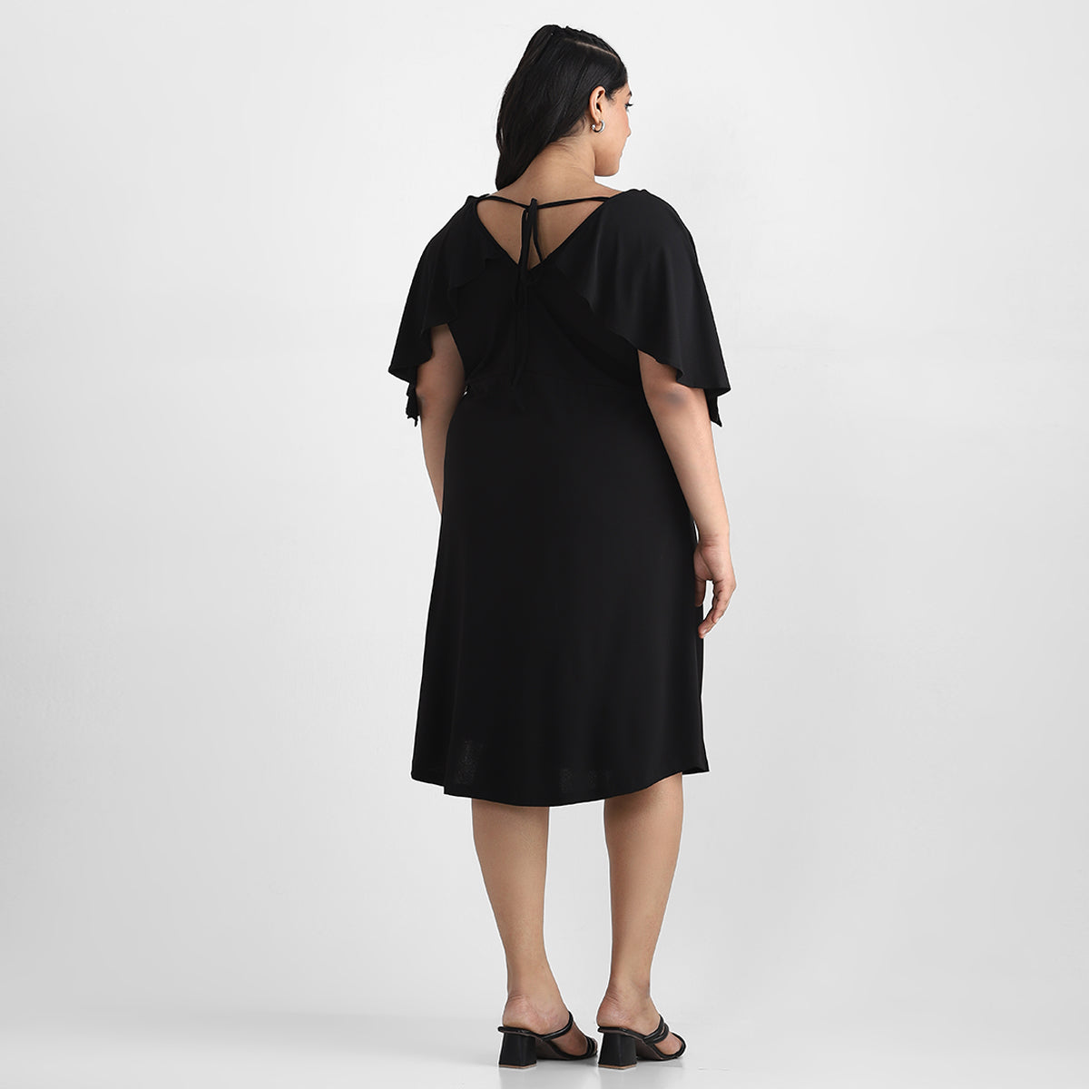 Black Ruffle Plus Size Jersey Dress