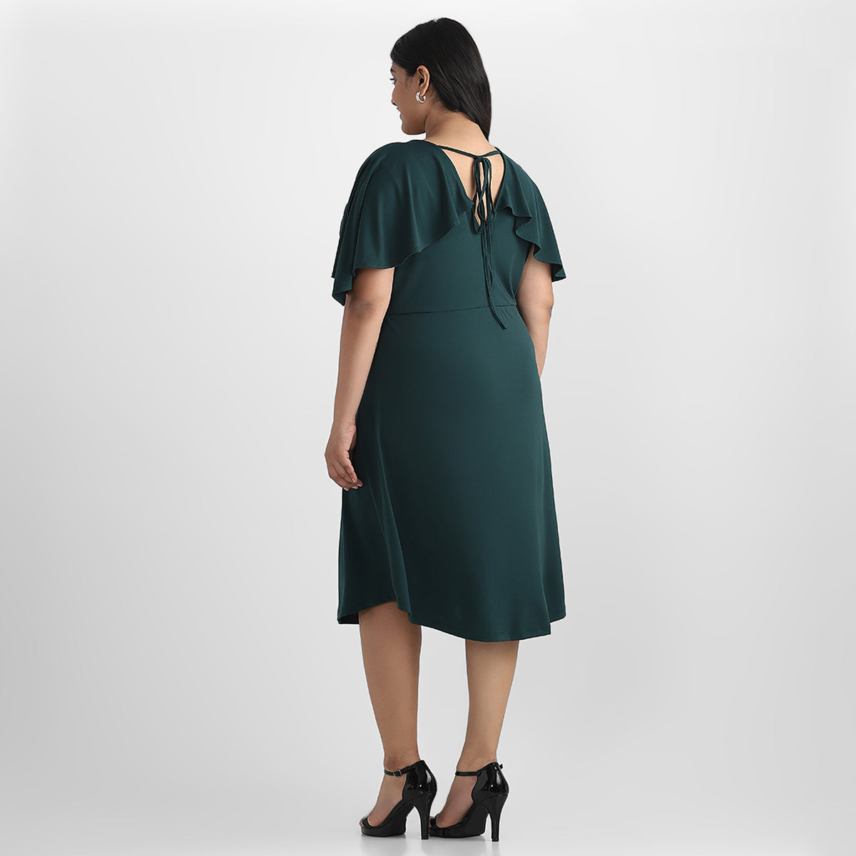 Emerald Green Ruffle Plus Size Jersey Dress