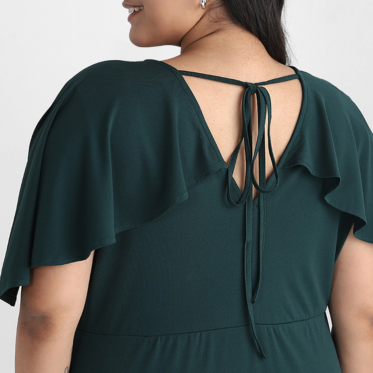 Emerald Green Ruffle Plus Size Jersey Dress