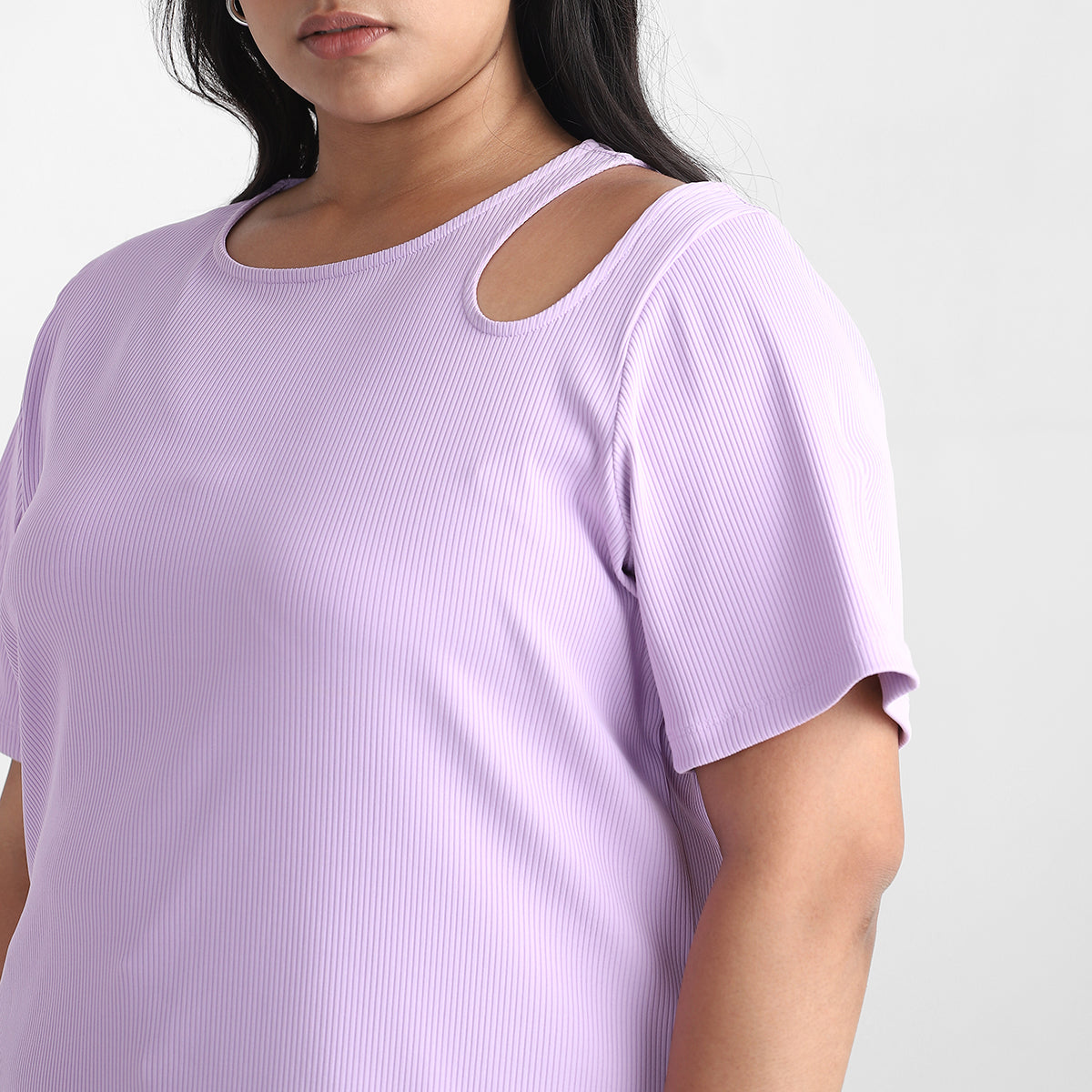 Lavender Cutout Plus Size Rib Top