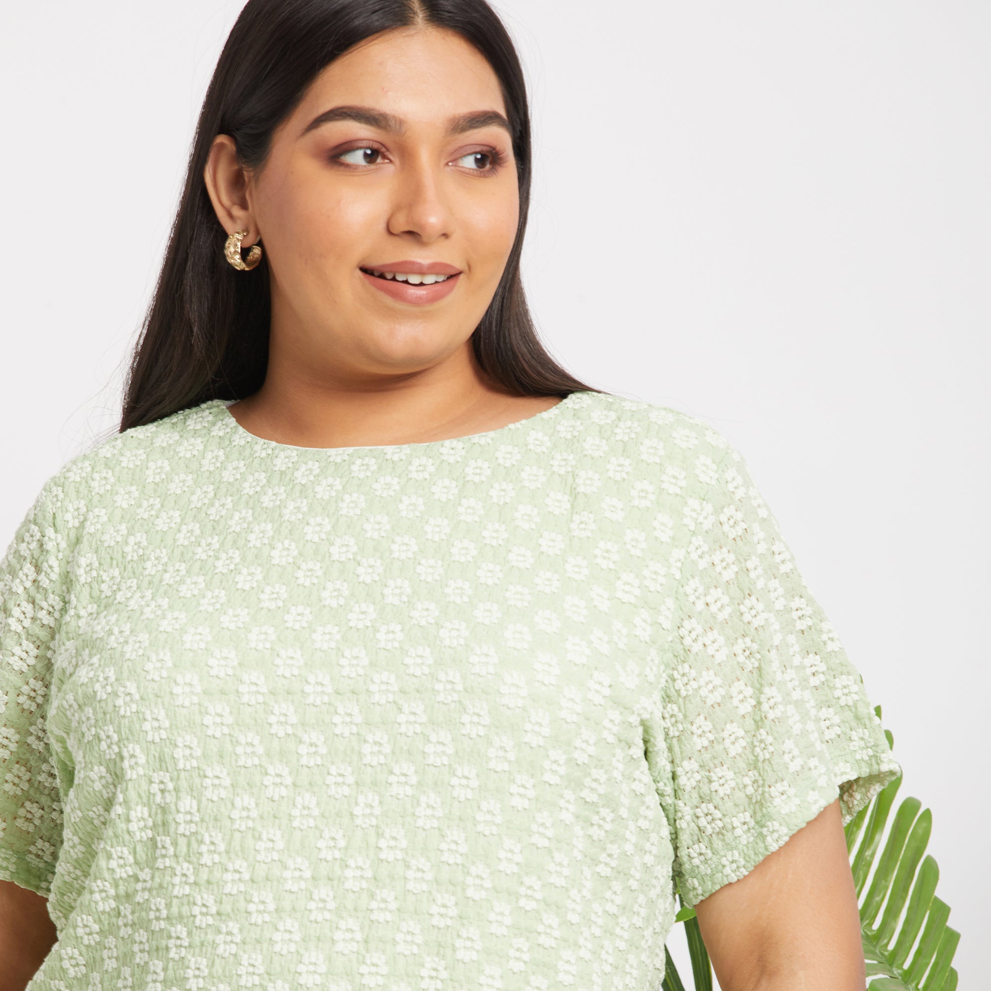 Green Lace Plus Size Top