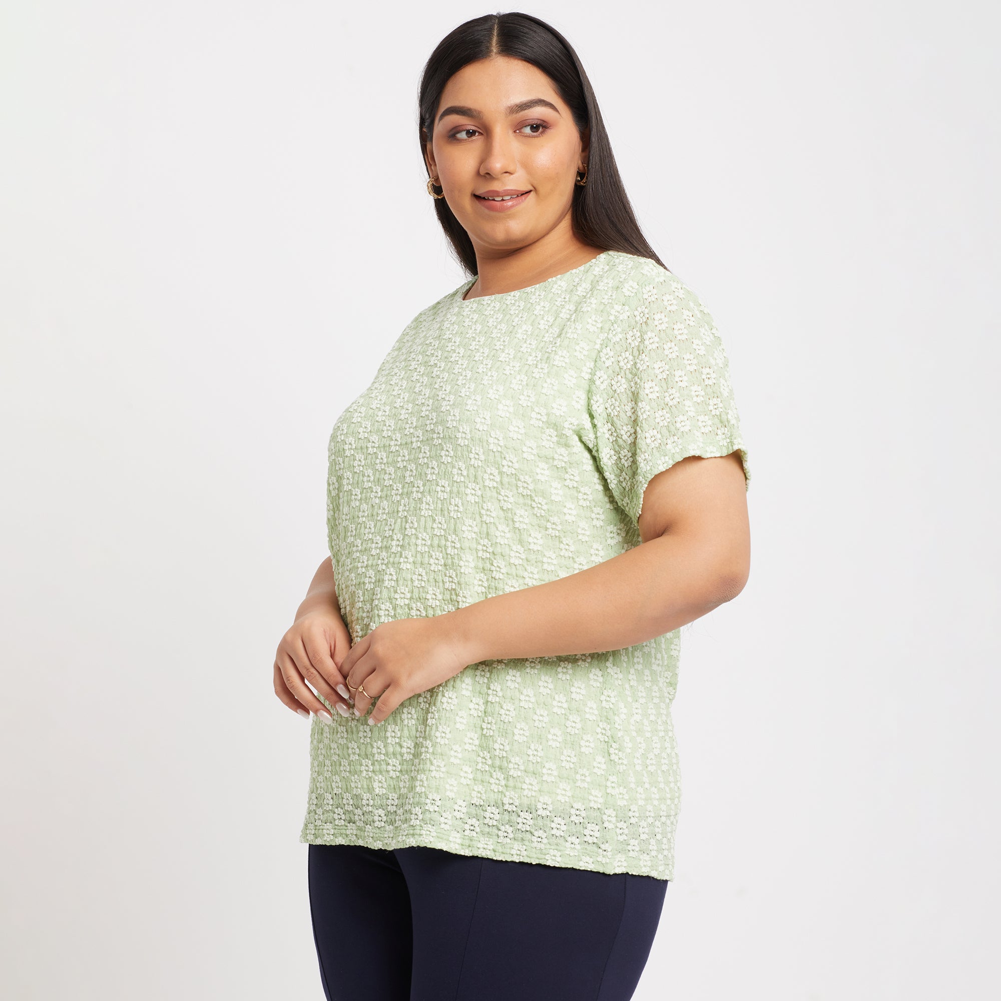 Green Lace Plus Size Top