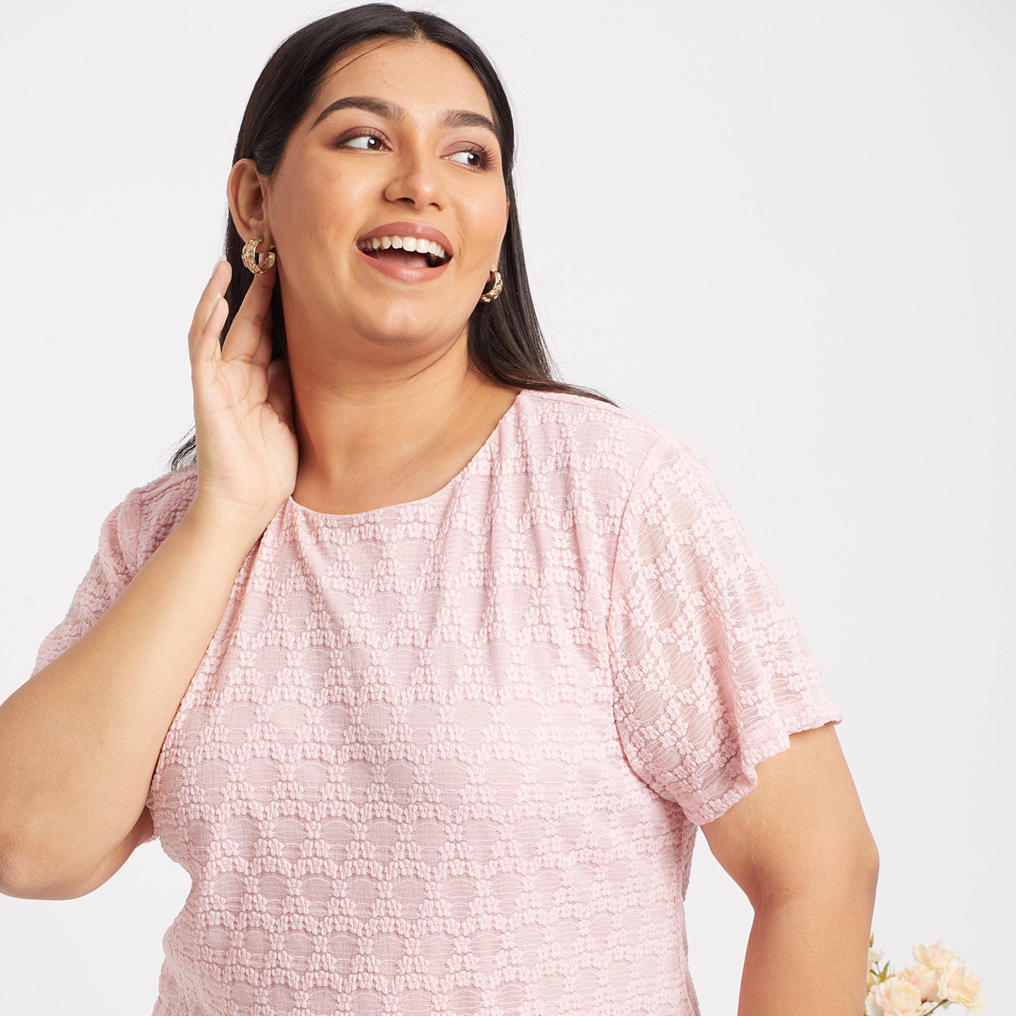 Pink Lace Plus Size Top