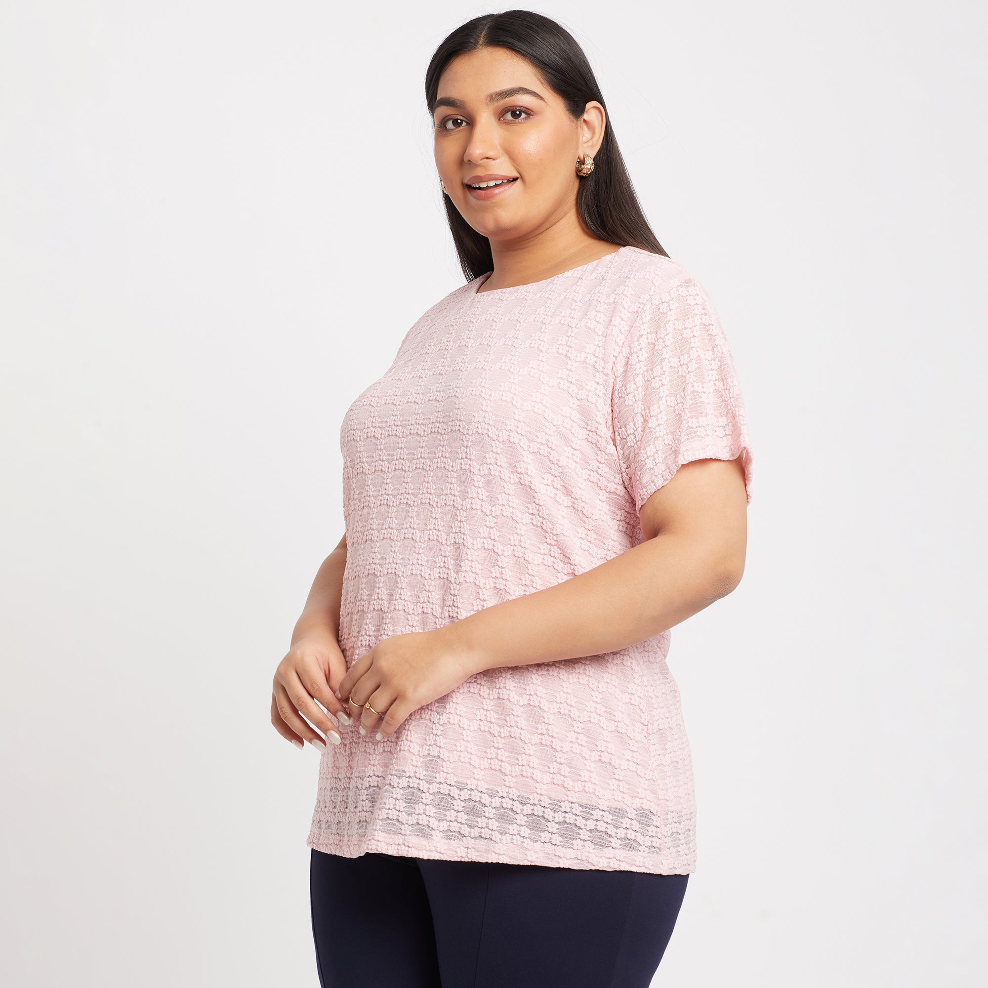 Pink Lace Plus Size Top