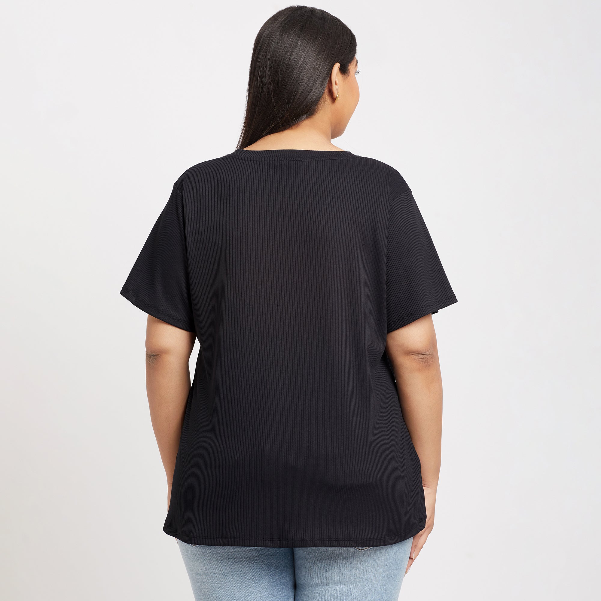 Black Rib Essential Plus Size Tshirt