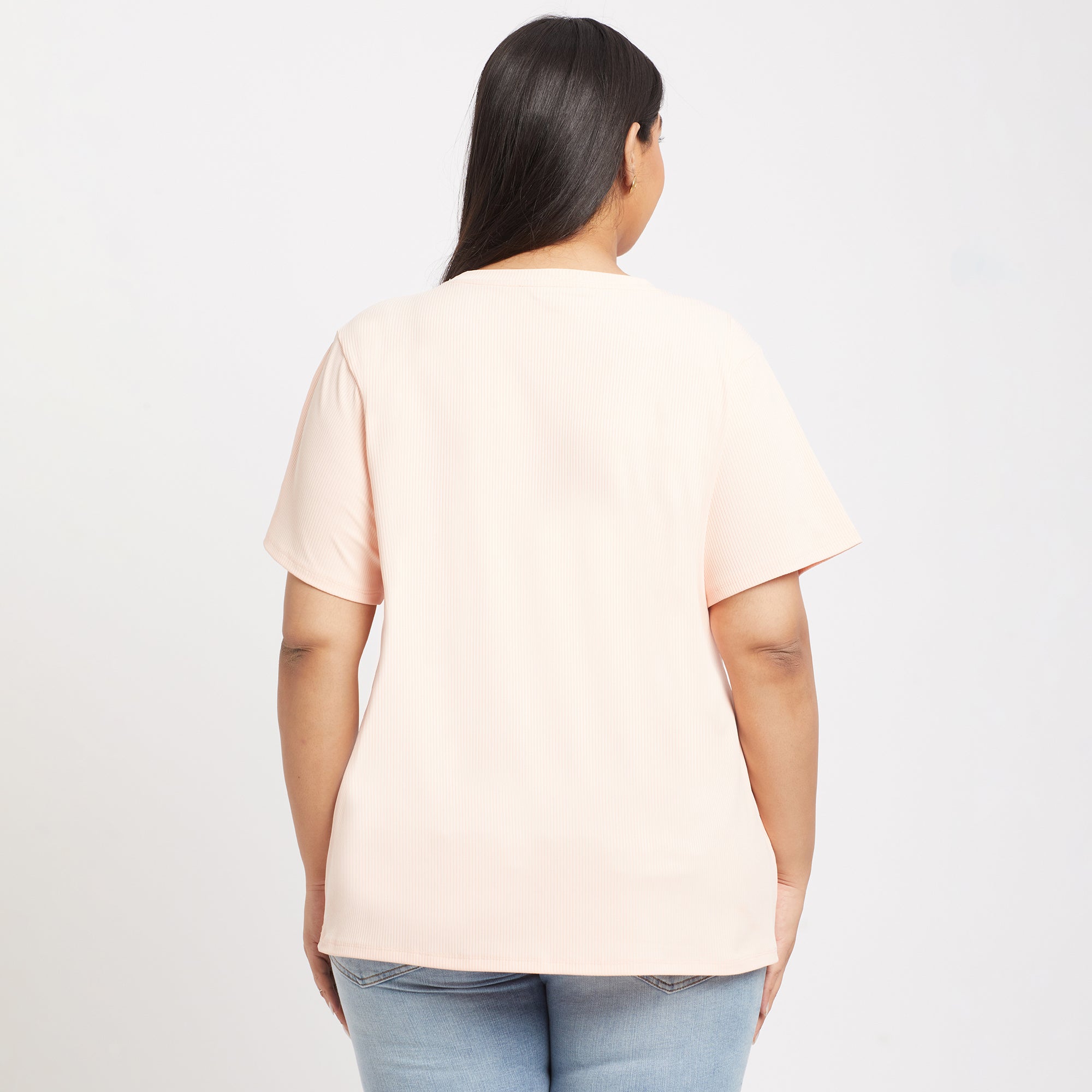 Baby Pink Rib Essential Plus Size Tshirt